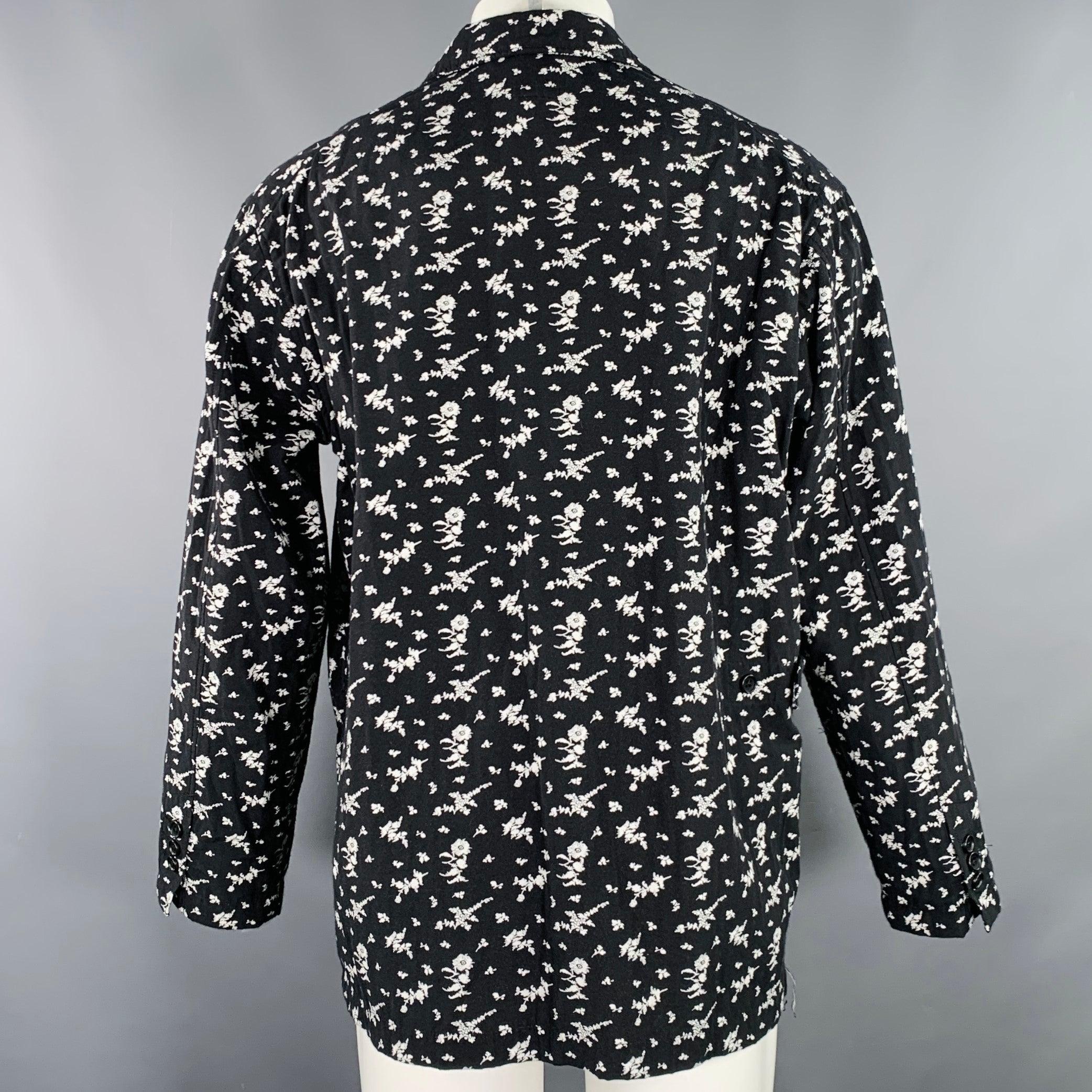 Men's ENGINEERED GARMENTS Size M Black White Cotton Blend Floral Jacket For Sale