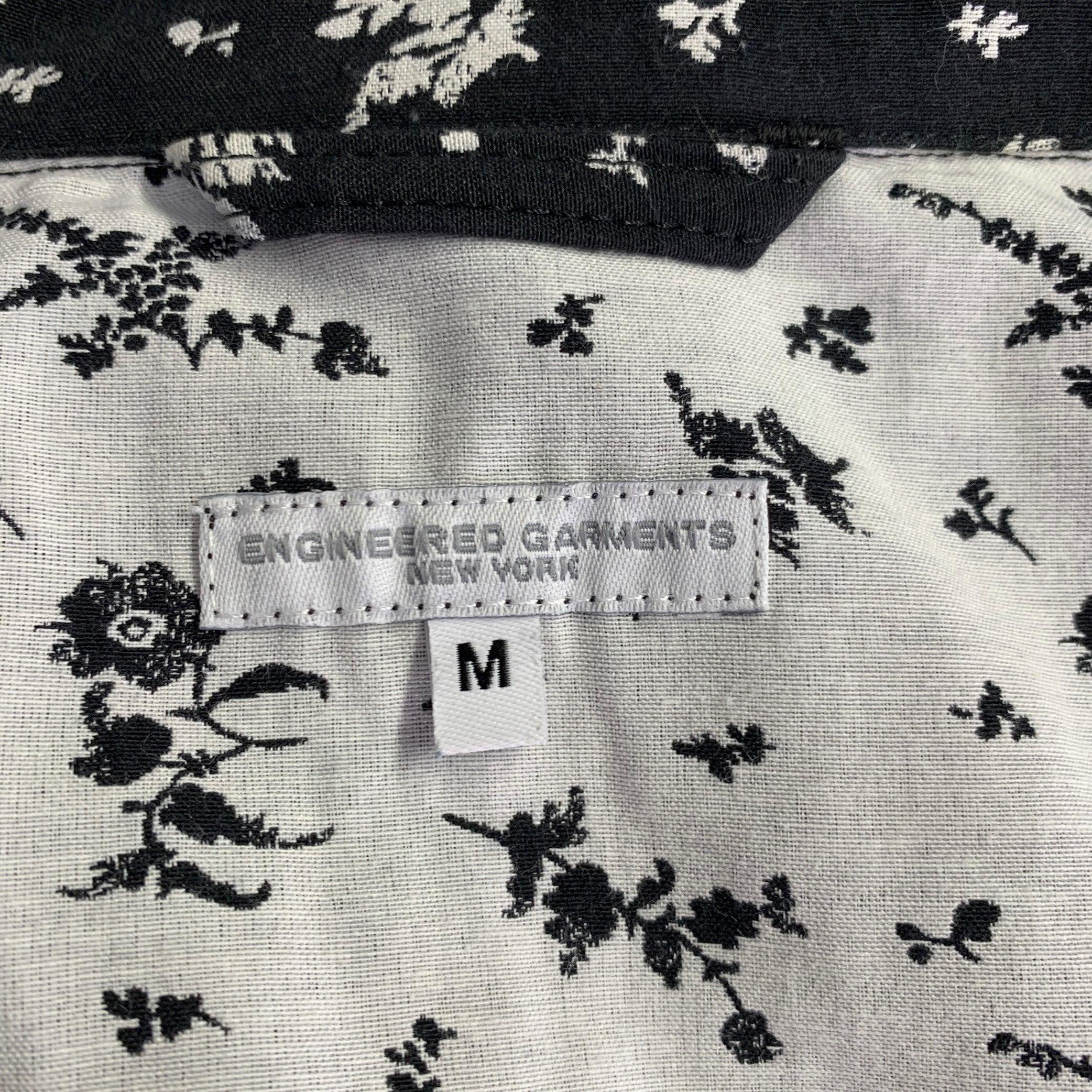 ENGINEERED GARMENTS Size M Black White Cotton Blend Floral Jacket For Sale 1