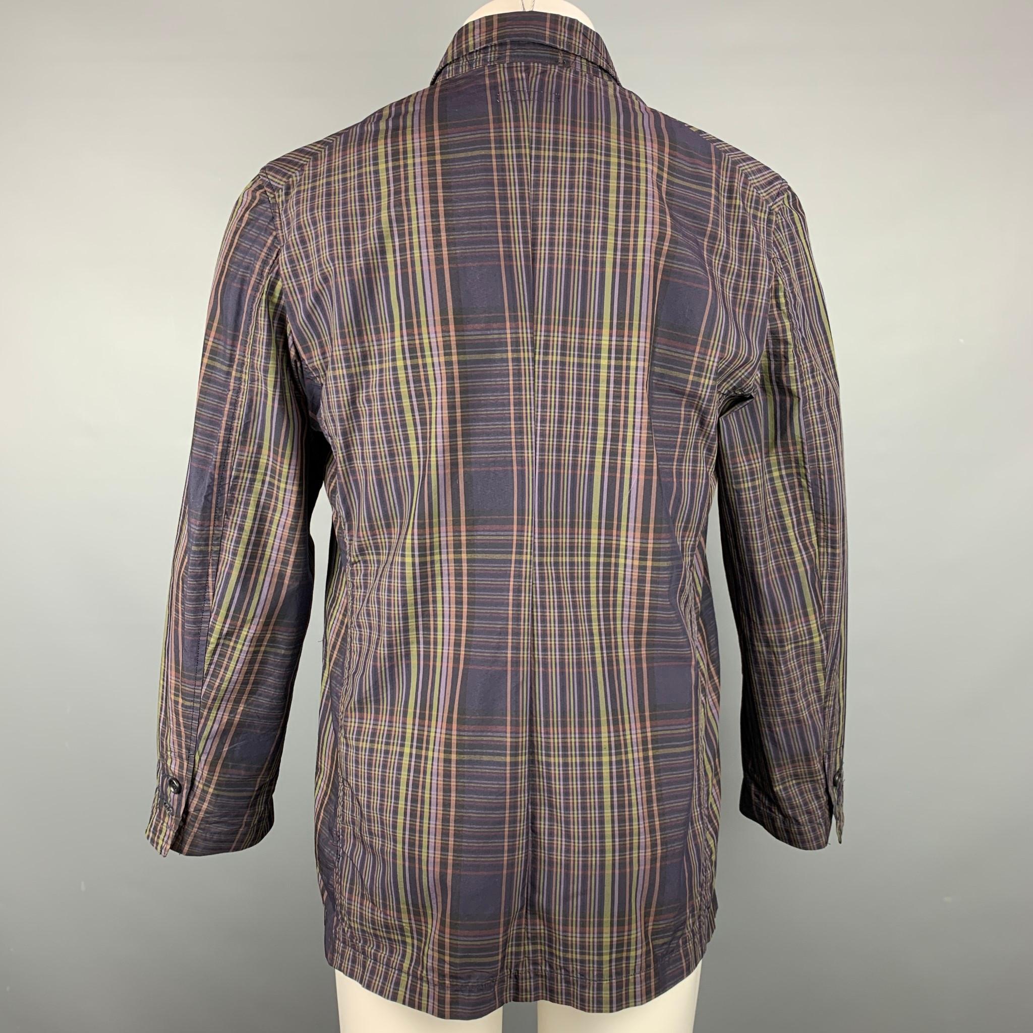 ENGINEERED GARMENTS Size M Brown & Olive Plaid Cotton / Nylon Sport Coat In Good Condition In San Francisco, CA