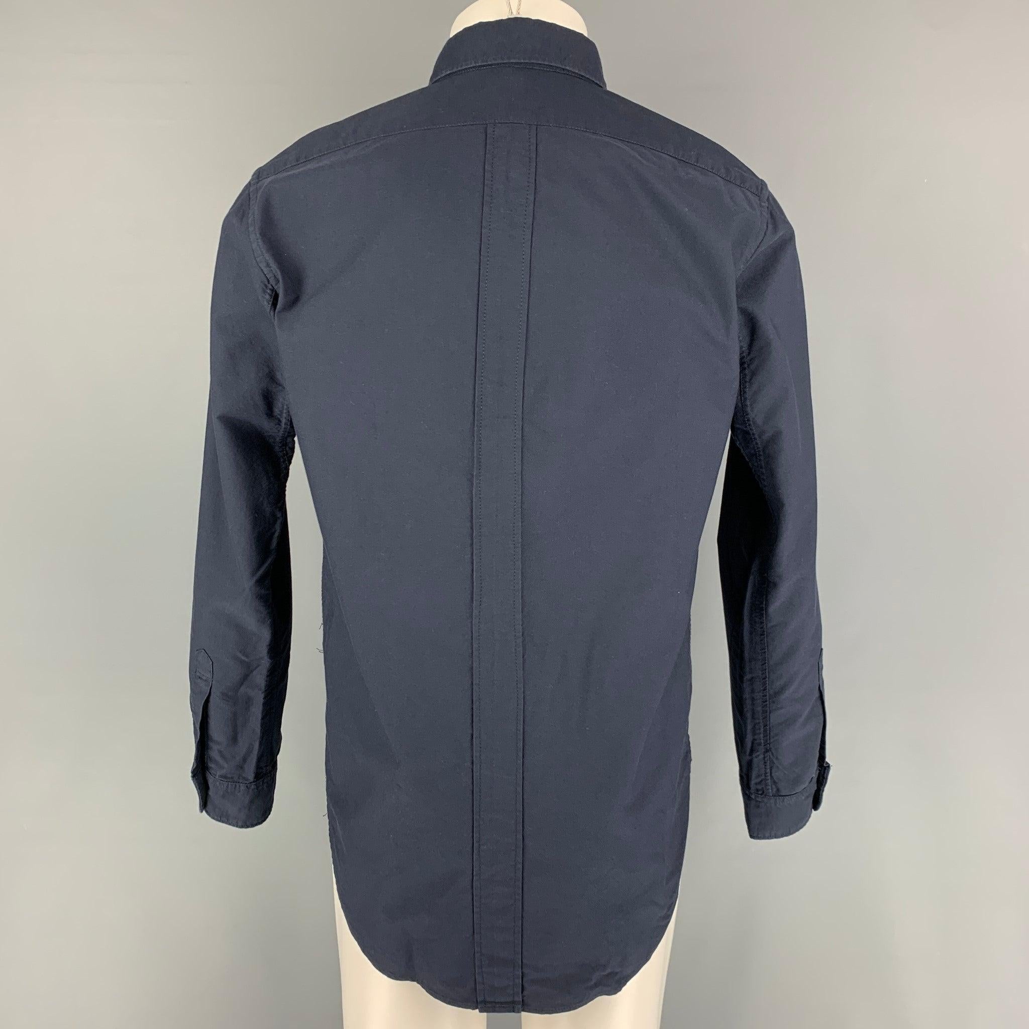 ENGINEERED GARMENTS Size M Navy Cotton Button Down Long Sleeve Shirt In Good Condition For Sale In San Francisco, CA