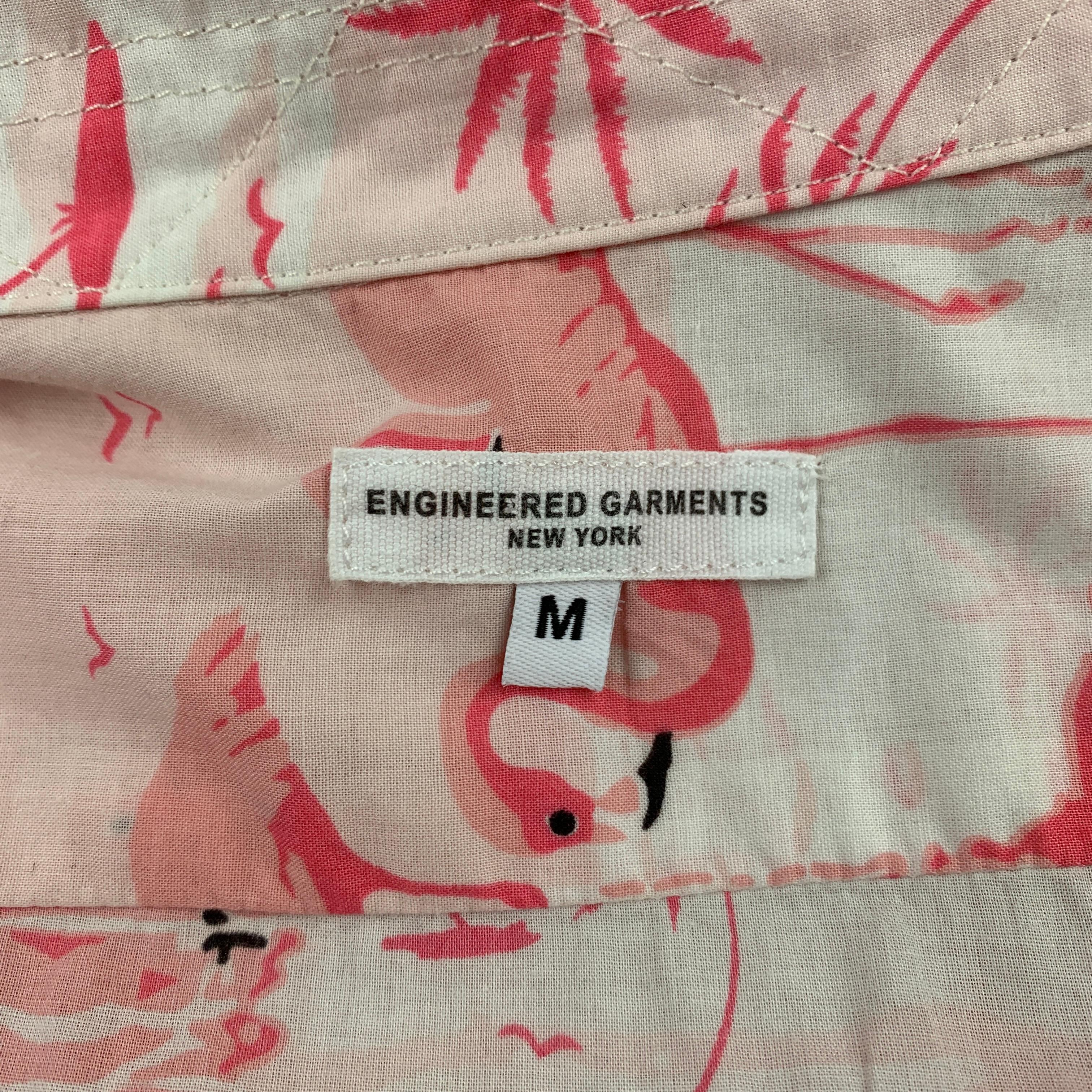 Men's ENGINEERED GARMENTS Size M Pink & White Flamingo Print Cotton Camp Shirt