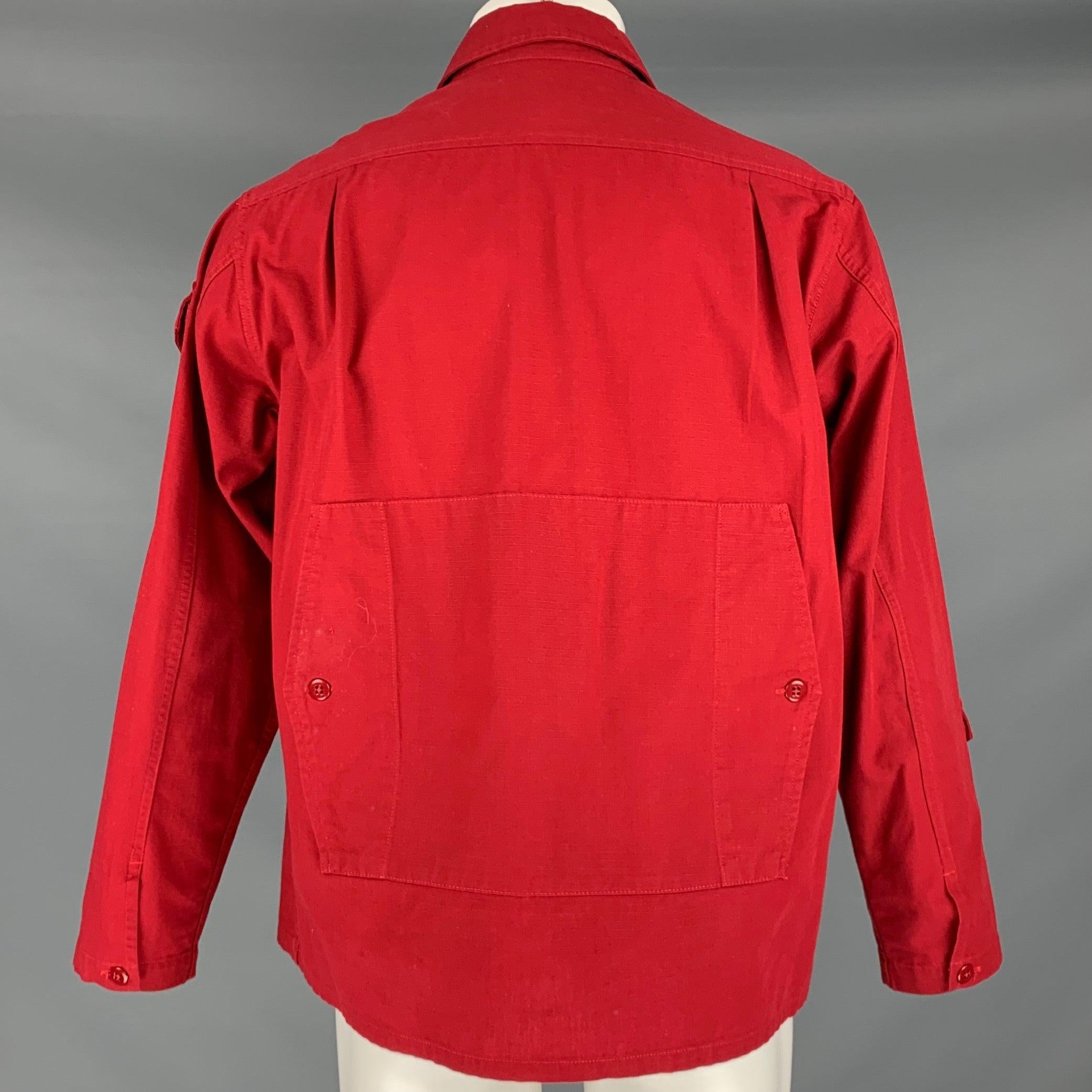 ENGINEERED GARMENTS Size M Red Cotton Shirt Jacket In Good Condition In San Francisco, CA