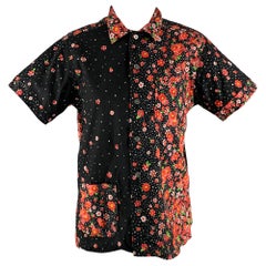 ENGINEERED GARMENTS Größe S Schwarz Rot Baumwolle Floral Kurzarm Casual Top