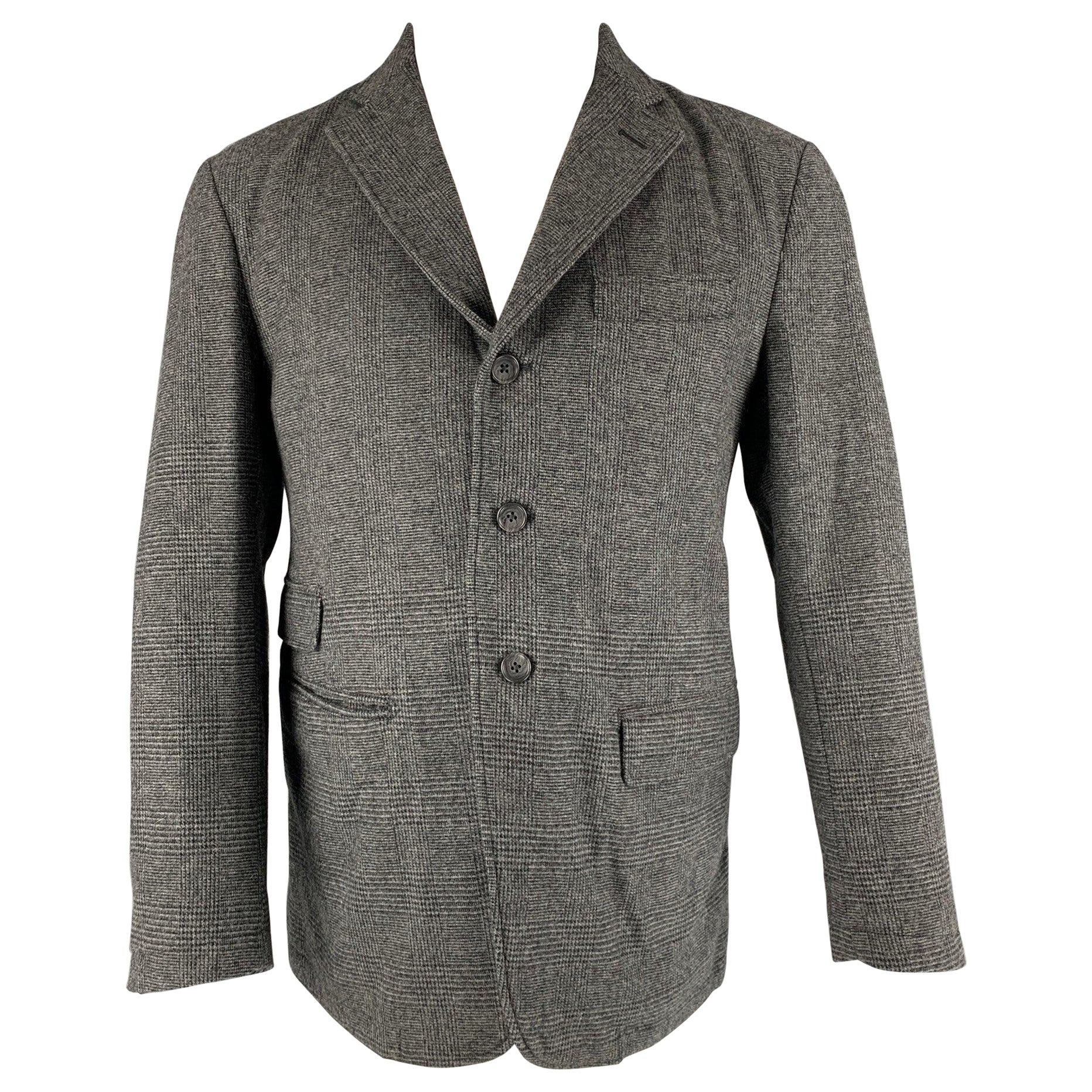 ENGINEERED GARMENTS Talla S Gris Negro Glenplaid Abrigo de deporte de lana