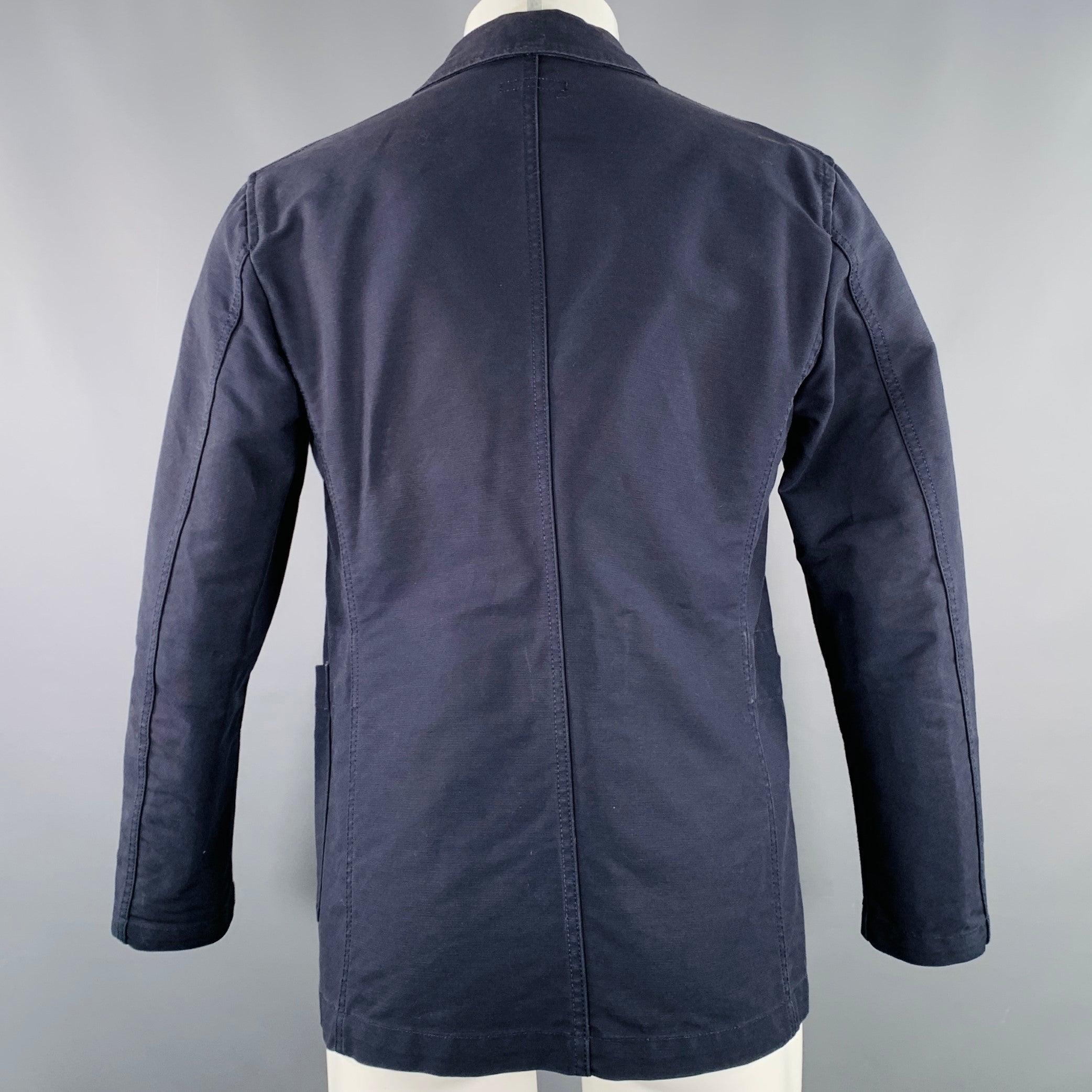 Black ENGINEERED GARMENTS Size S Navy Cotton Peak Lapel Jacket For Sale