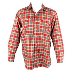 ENGINEERED GARMENTS Size S Red & Grey Plaid Cotton Button Down Long Sleeve Shirt