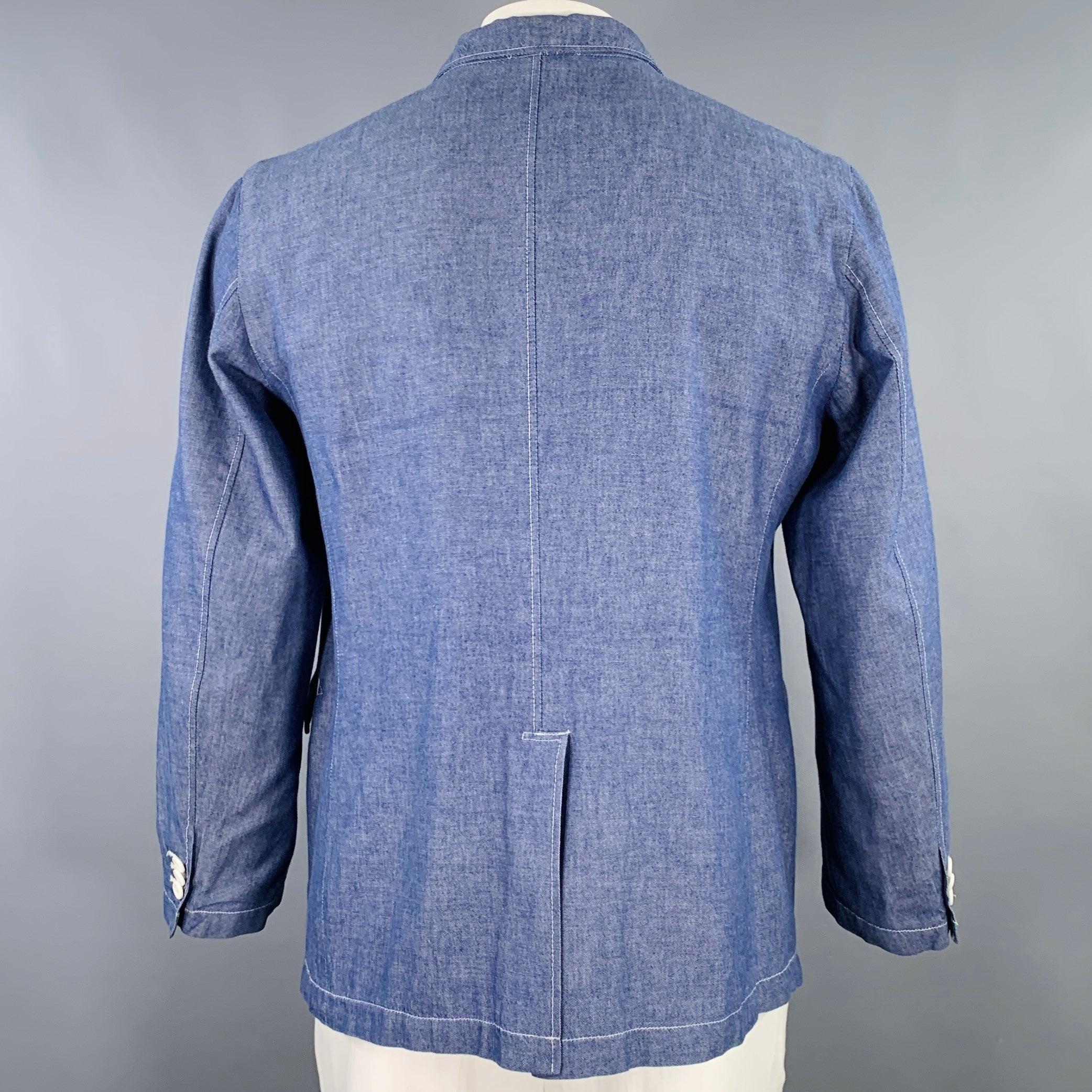 ENGINEERED GARMENTS Size XL Blue Cotton Textured Jacket In Excellent Condition For Sale In San Francisco, CA