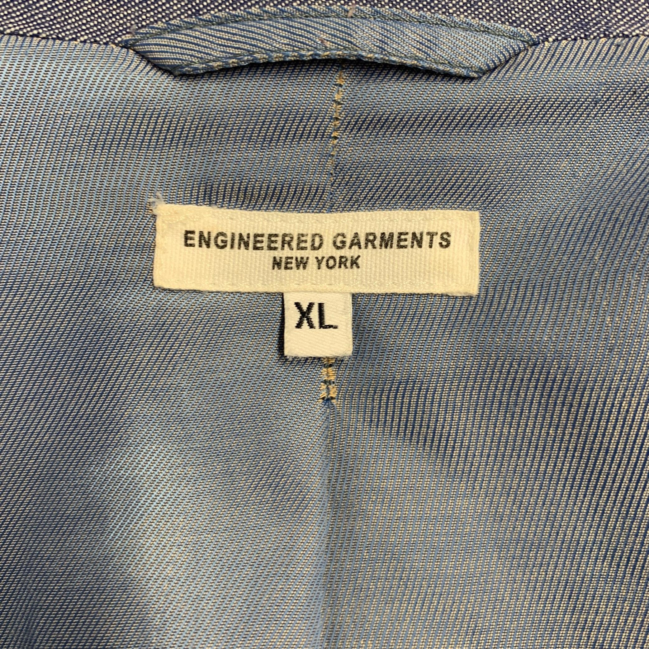 ENGINEERED GARMENTS Size XL Blue Cotton Textured Jacket For Sale 1