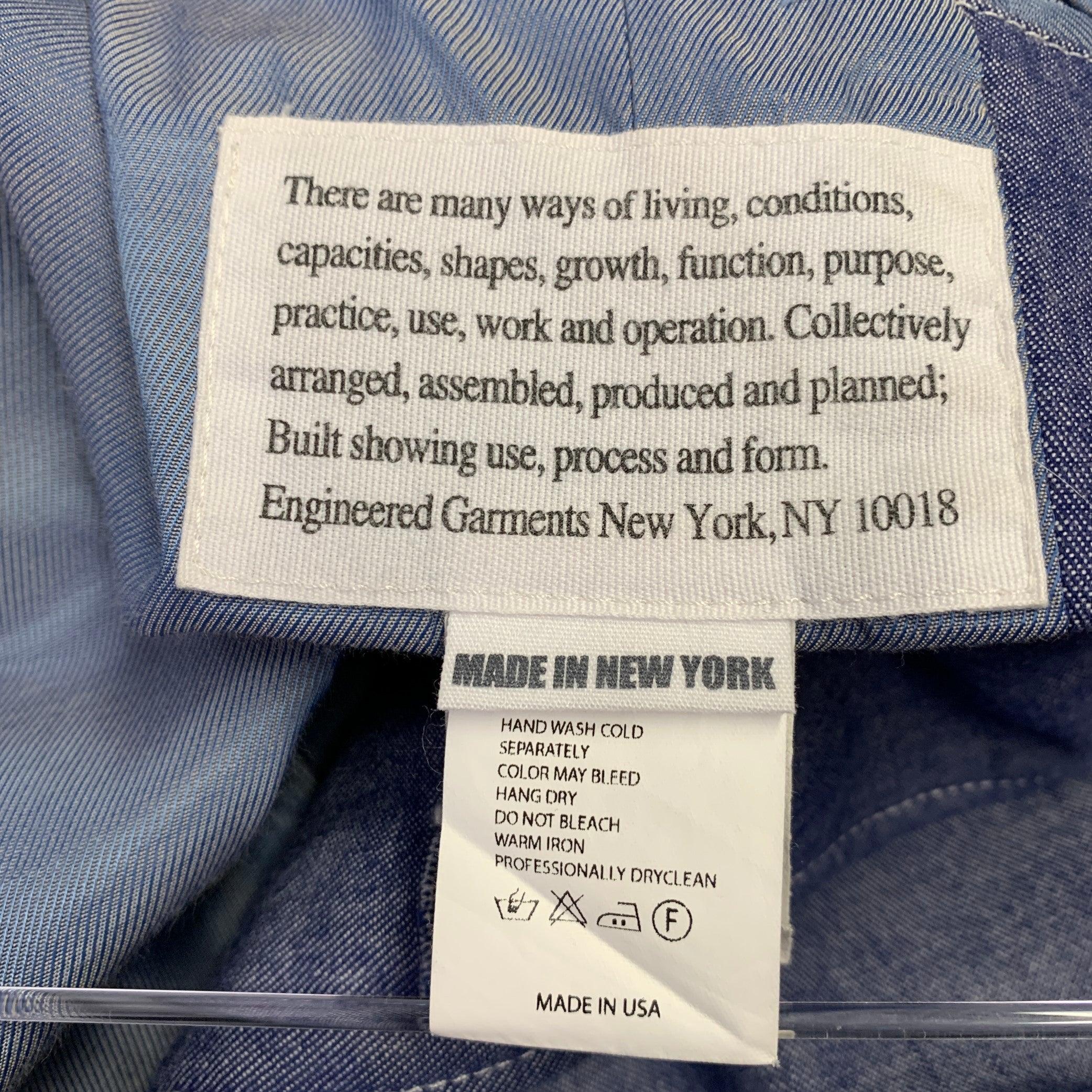 ENGINEERED GARMENTS Size XL Blue Cotton Textured Jacket For Sale 3