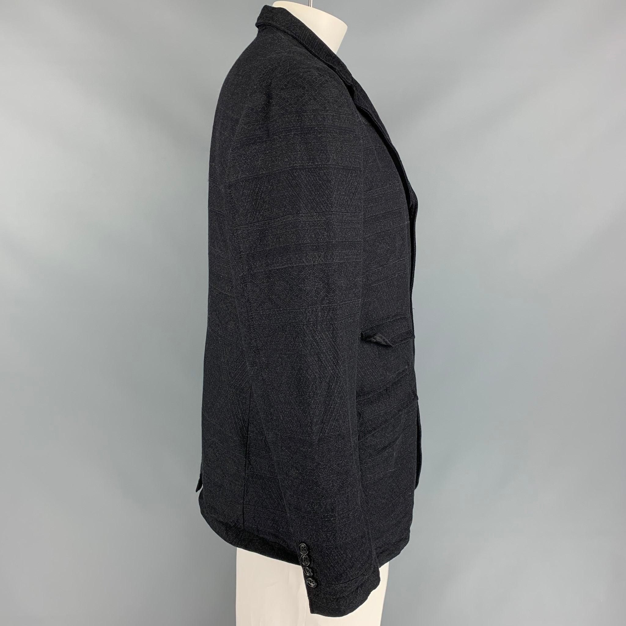 ENGINEERED GARMENTS Size XL Charcoal Textured Cotton / Wool Notch Lapel Jacket In Good Condition For Sale In San Francisco, CA