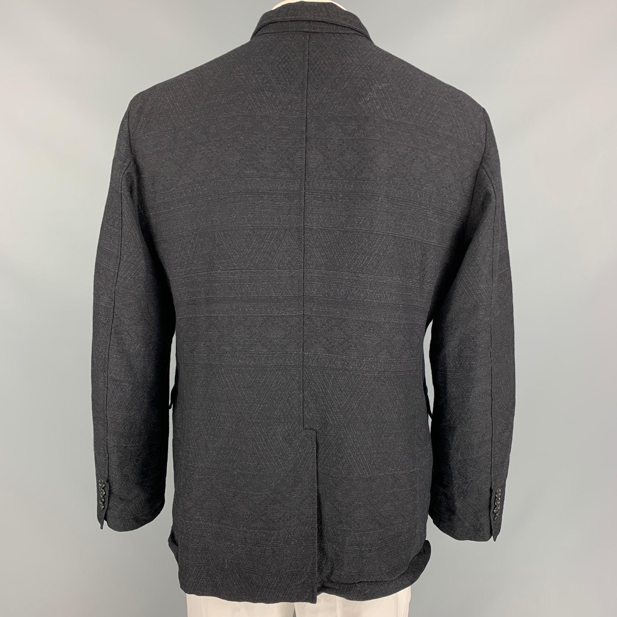 Men's ENGINEERED GARMENTS Size XL Charcoal Textured Cotton / Wool Notch Lapel Jacket For Sale