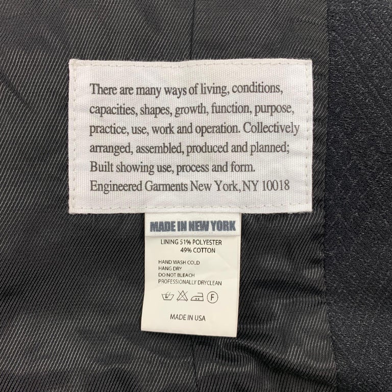 ENGINEERED GARMENTS Size XL Charcoal Textured Cotton / Wool Notch Lapel  Jacket