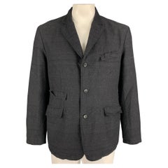ENGINEERED GARMENTS Talla XL Chaqueta con solapa de muesca de algodón y lana texturizados color carbón