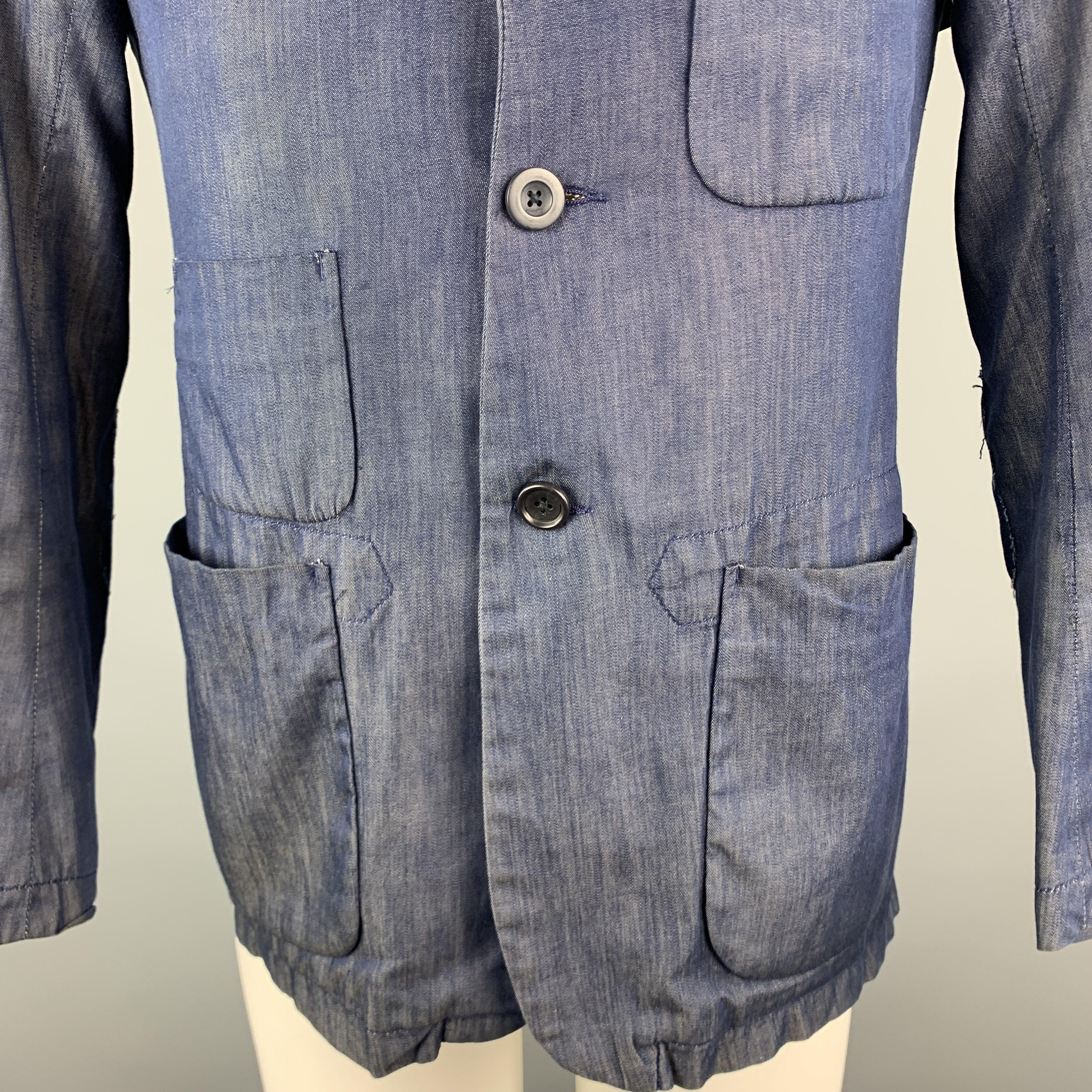 ENGINEERED GARMENTS Size XS Navy Cotton Buttoned Collar Patch Pockets Jacket In Good Condition For Sale In San Francisco, CA
