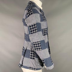 ENGINEERED GARMENTS Taglia XS Navy White Patchwork Cotton Sport Coat