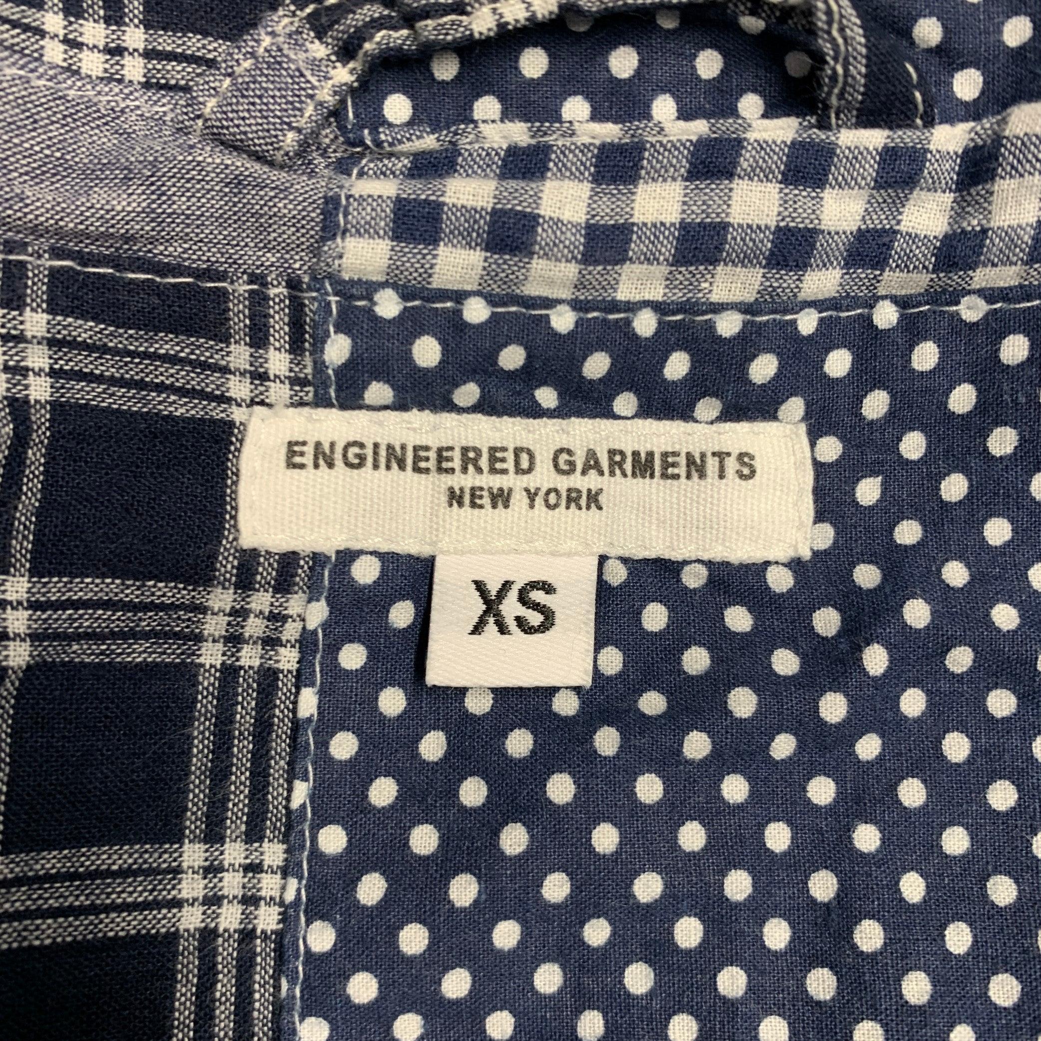 Men's ENGINEERED GARMENTS Size XS Navy White Patchwork Cotton Sport Coat For Sale
