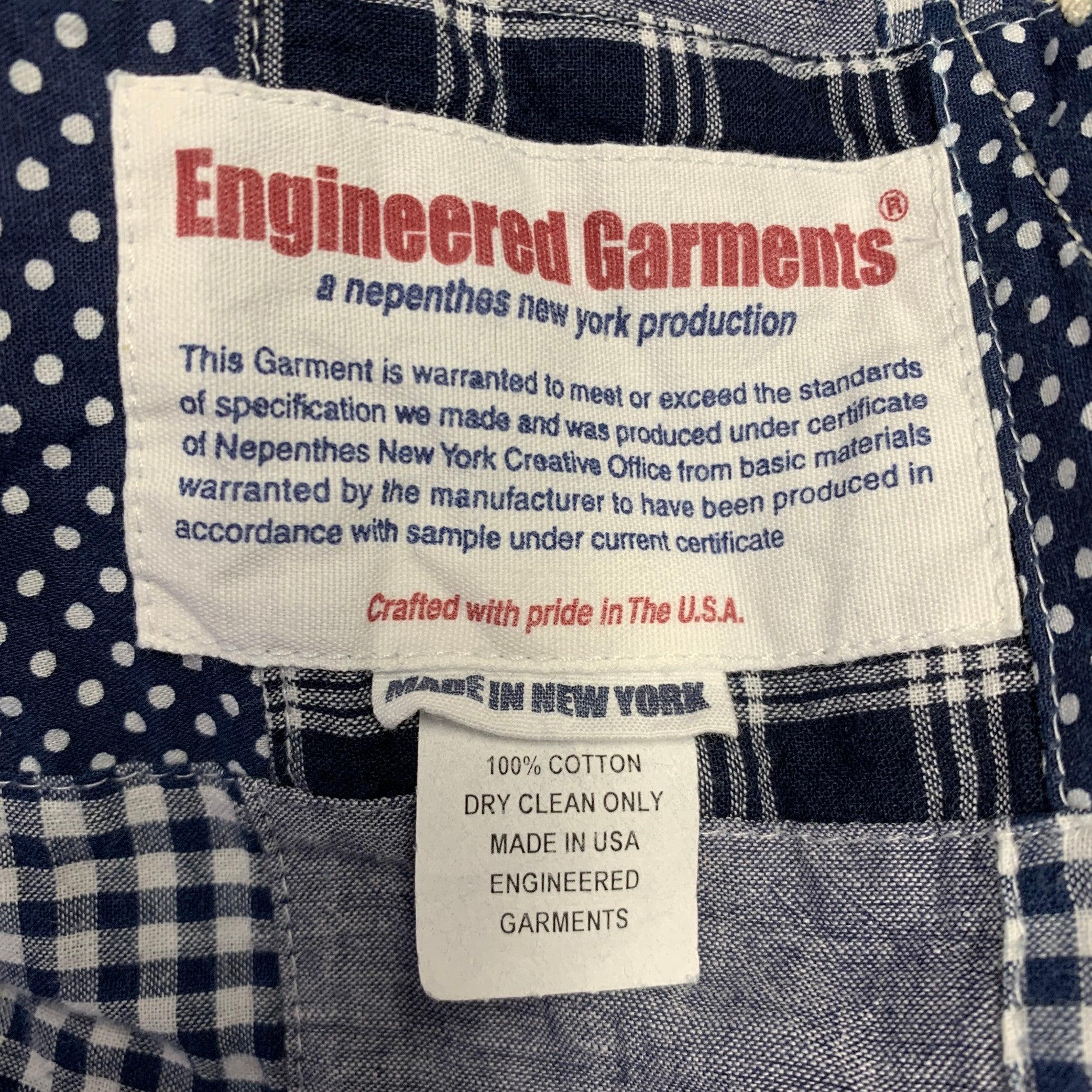 ENGINEERED GARMENTS Size XS Navy White Patchwork Cotton Sport Coat For Sale 1