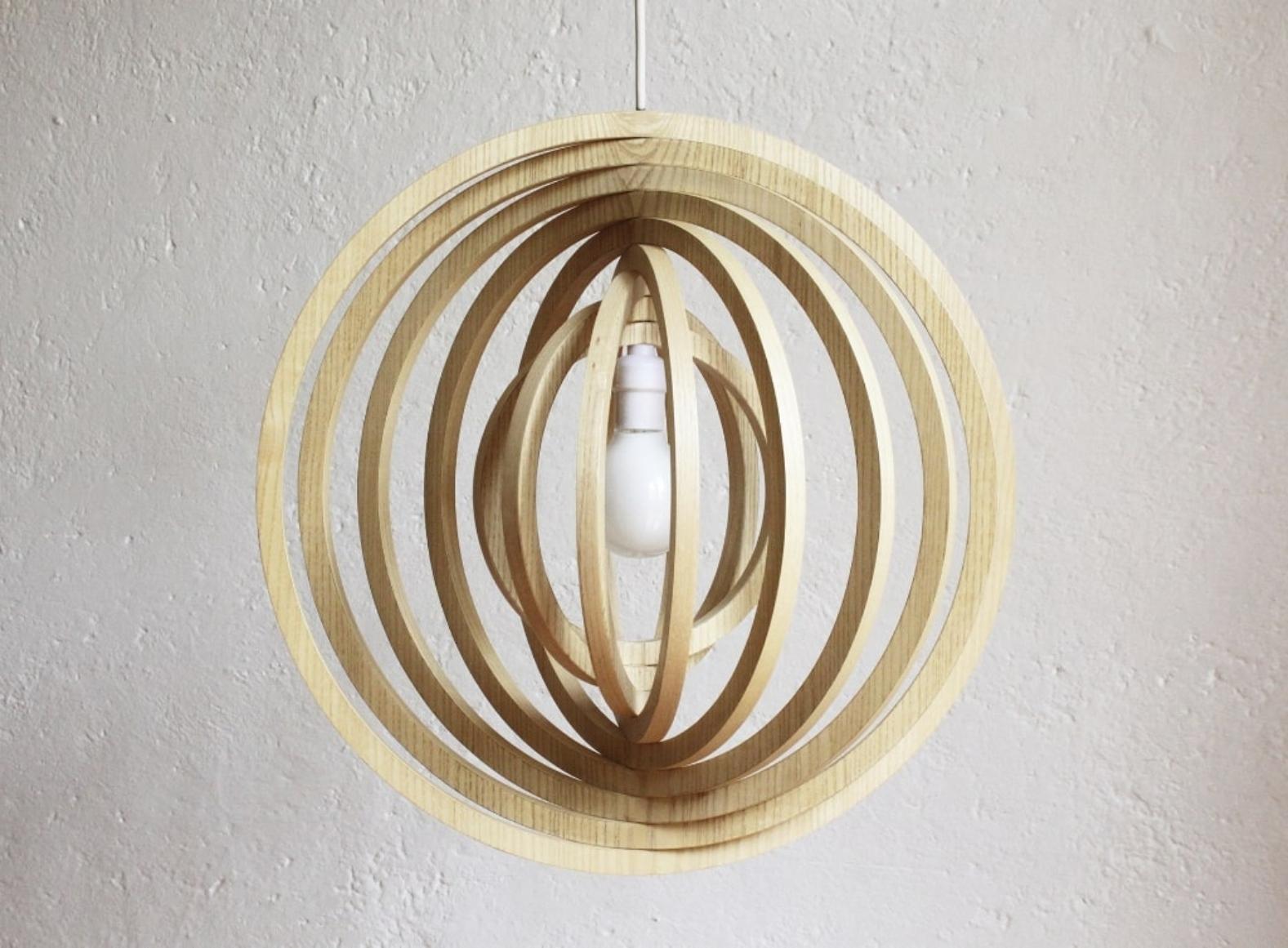 Wood Engiro Ceiling Light, Maria Beckmann, Represented by Tuleste Factory For Sale