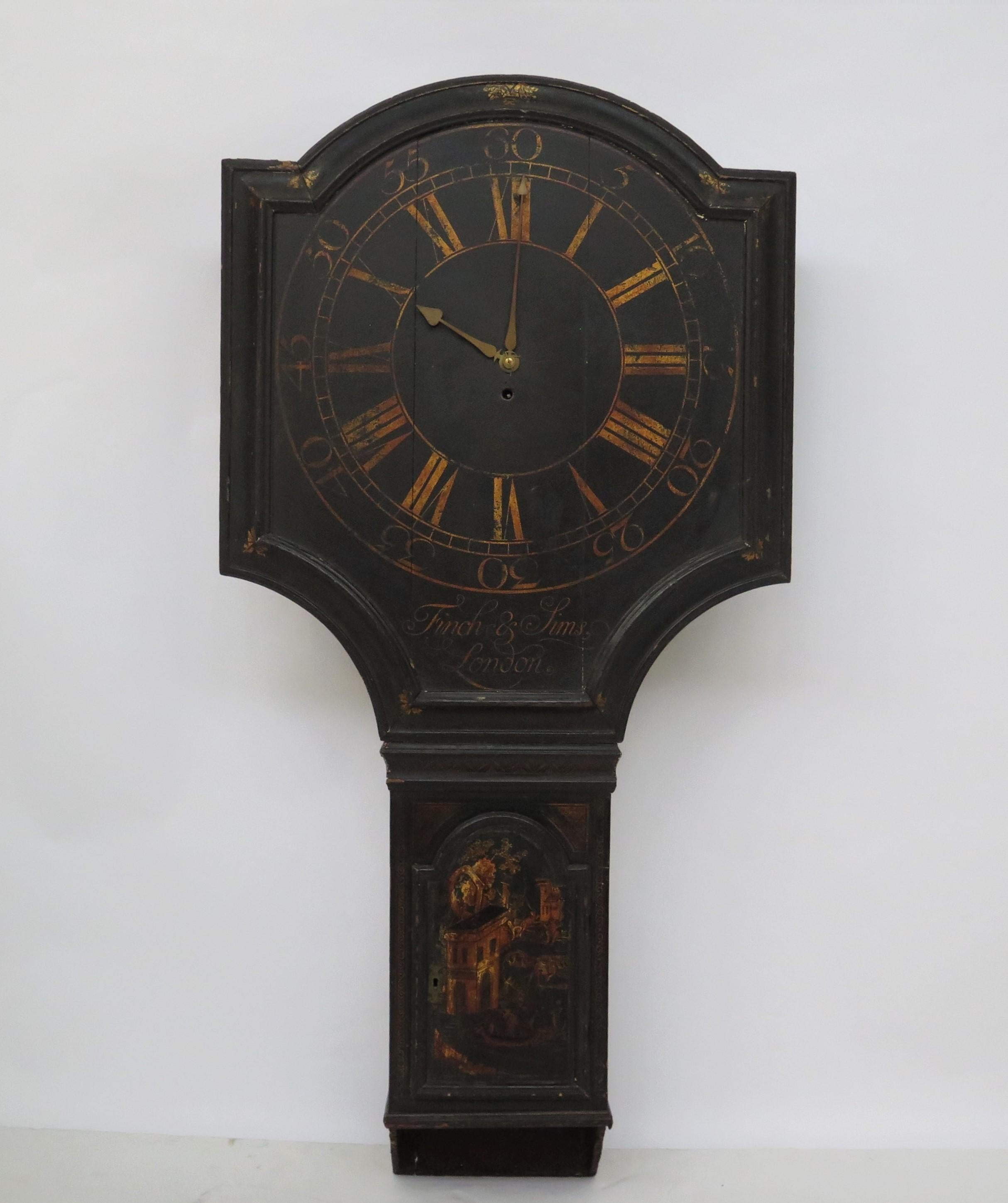 Chinoiserie English Act of Parliament Wall Clock / Tavern Clock