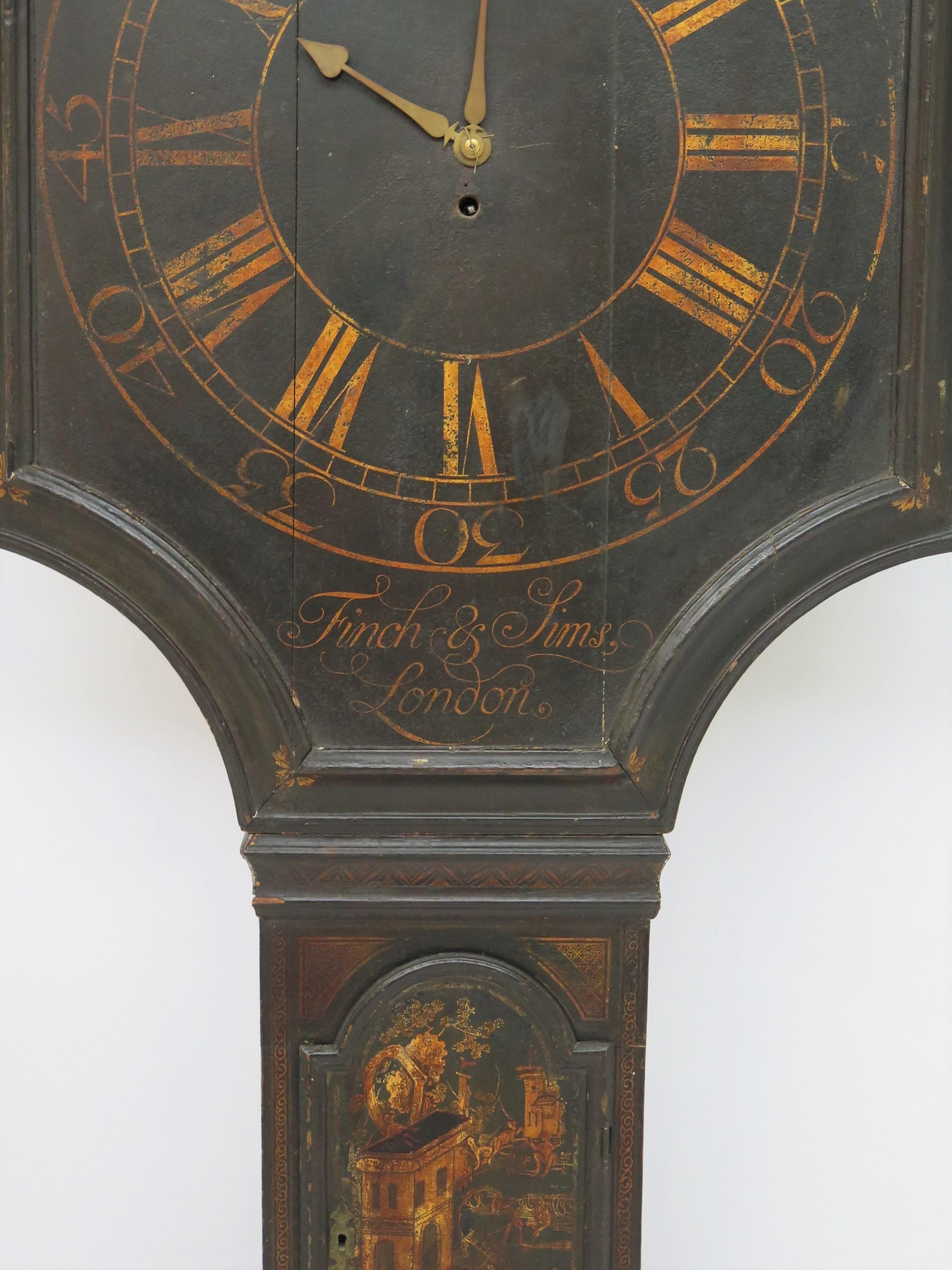 Lacquered English Act of Parliament Wall Clock / Tavern Clock