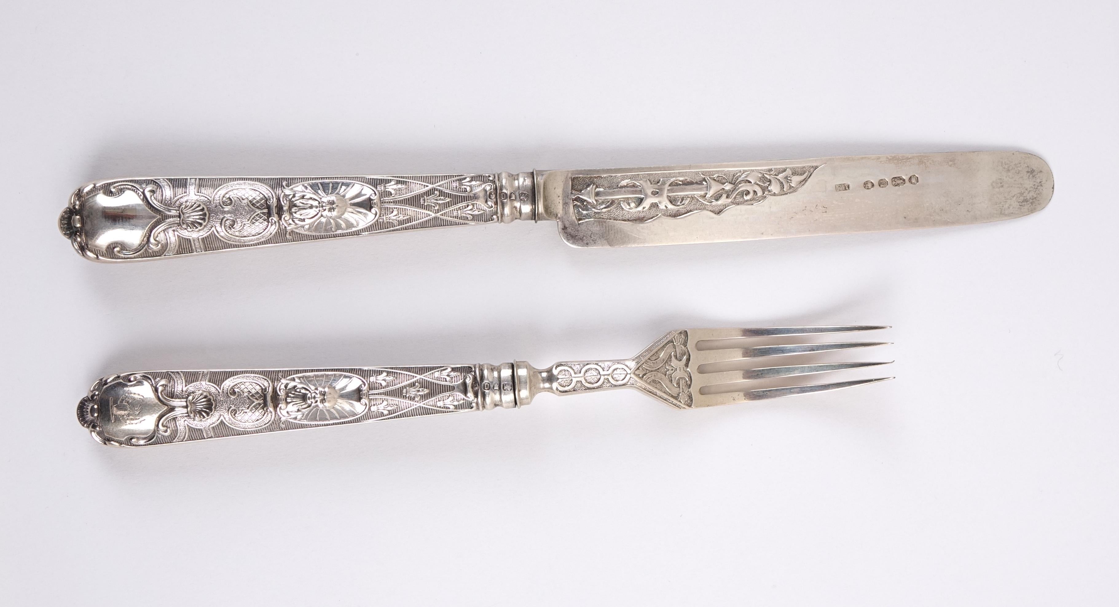 19th Century Engish Silver Cutlery Service Box Hunt & Roskell Bond Street Liberty