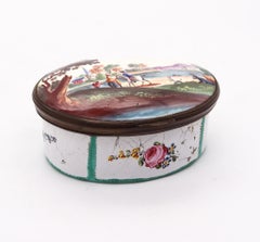 Inghilterra 1810 Georgiano Battersea Smalto Neoclassico Scatola Decorata