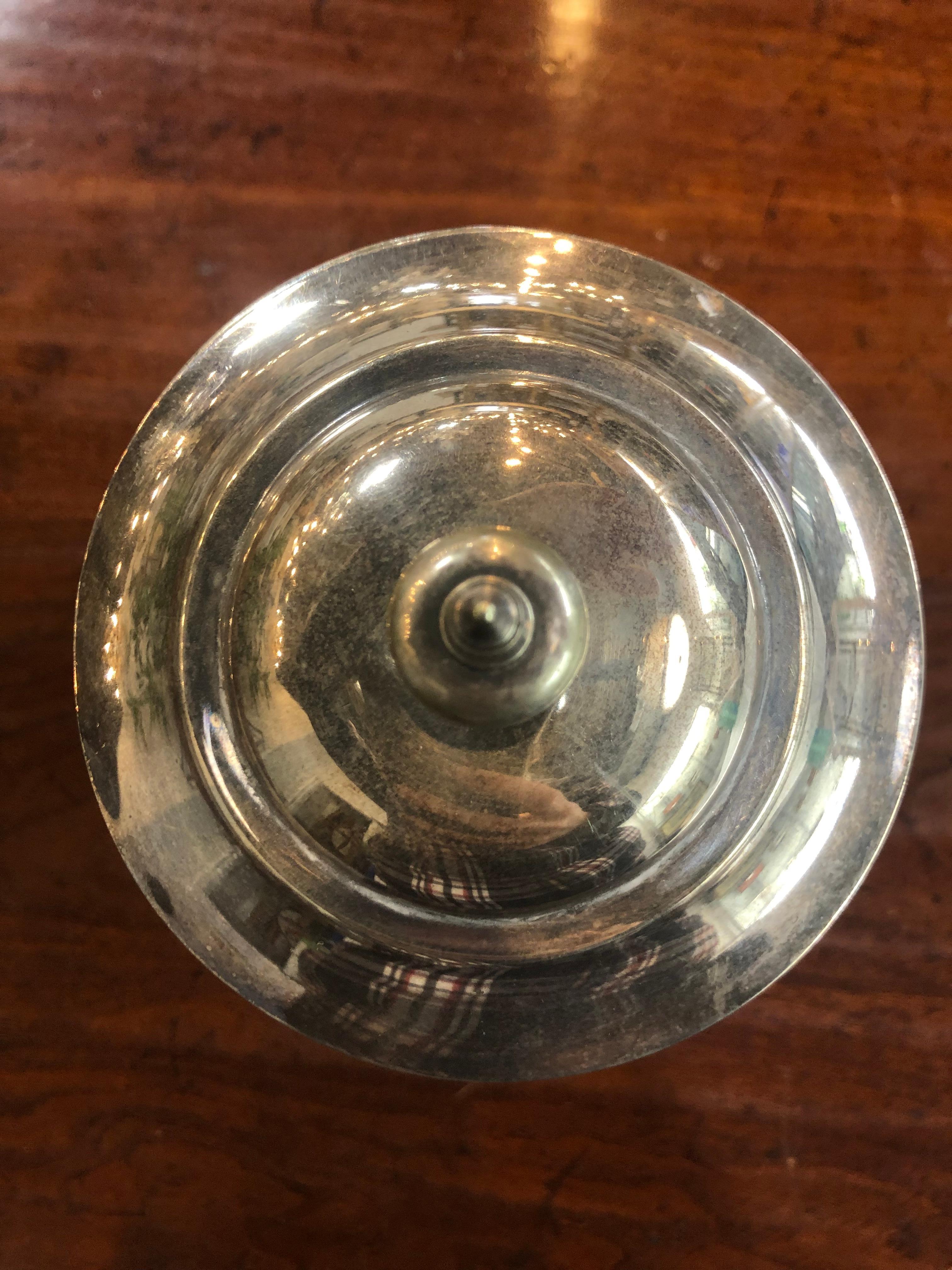 England, 1880, Pierced Silver Plated Jam Pot with a Frosted Liner and Bun Feet In Good Condition For Sale In Stamford, CT