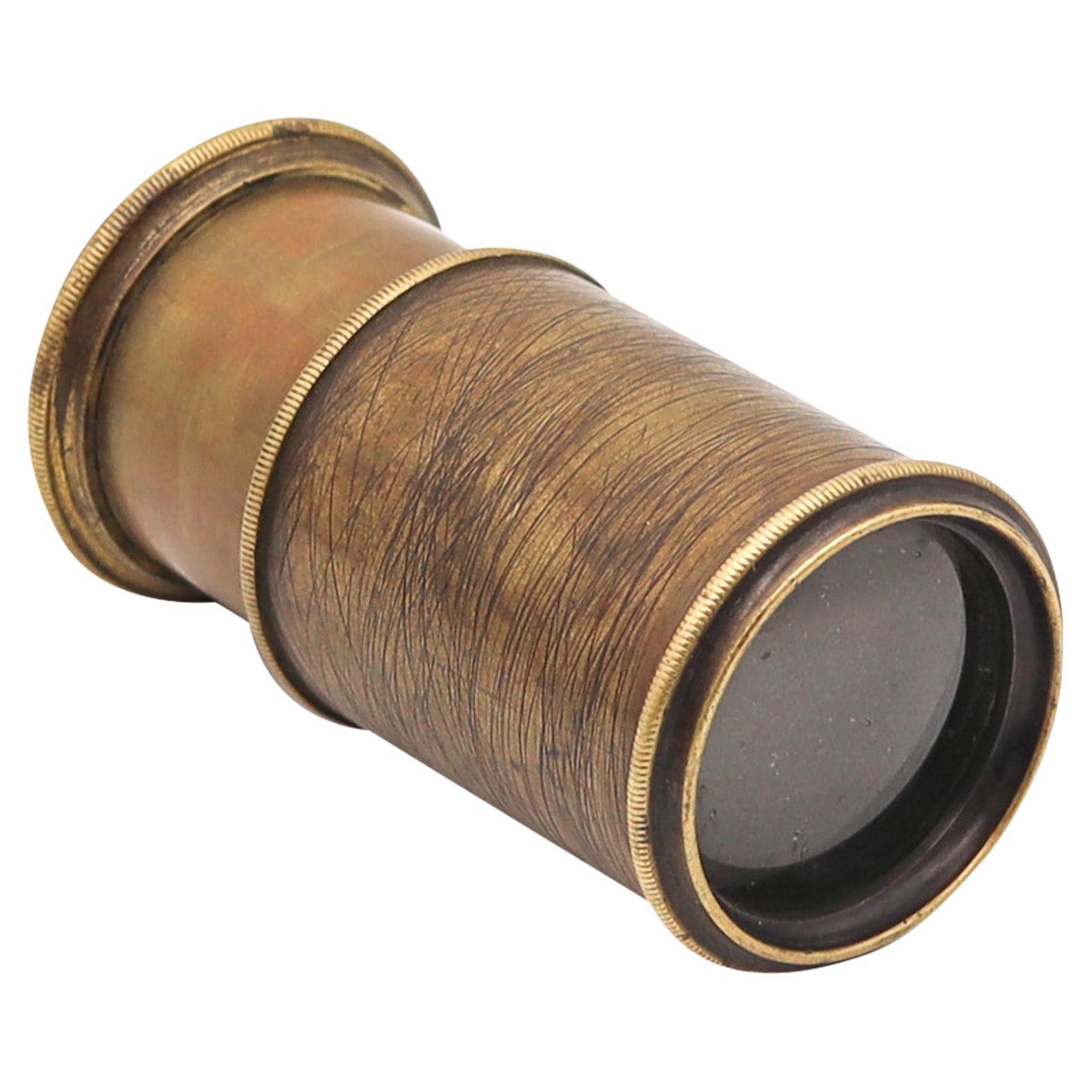 England 1880 Two Draw Personal Pocket Monocular Telescope In Polished Brass For Sale