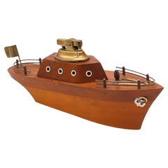Éclaireur de table de bureau du milieu du siècle dernier dans un yacht en bois sculpté ENGLAND 1950