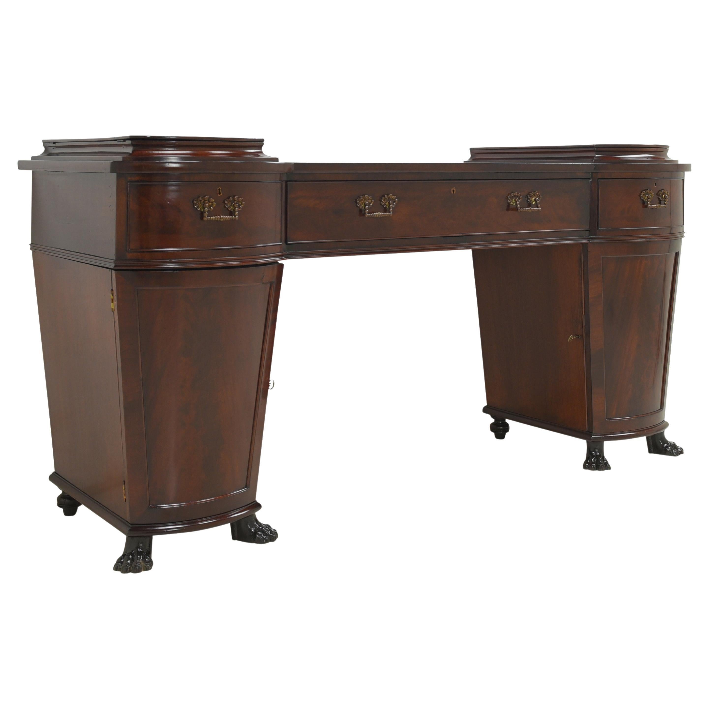 England Console Pedestal Sideboard in Mahogany, circa 1800 For Sale
