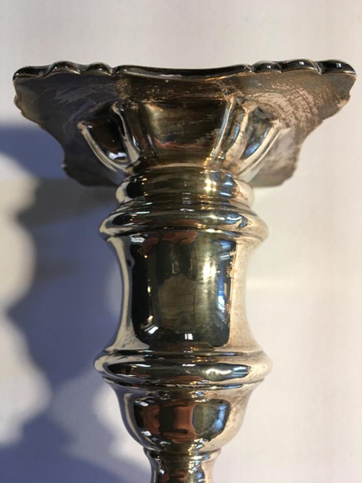England Early 20th Century Set Four Victorian Silver Candleholders For Sale 3