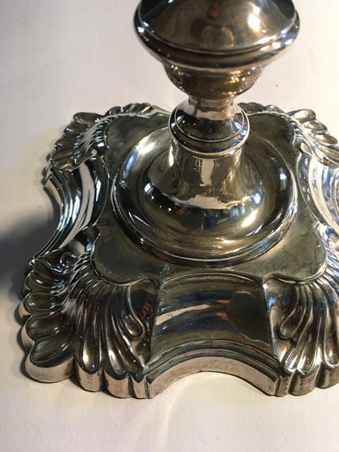 England Early 20th Century Set Four Victorian Silver Candleholders For Sale 4