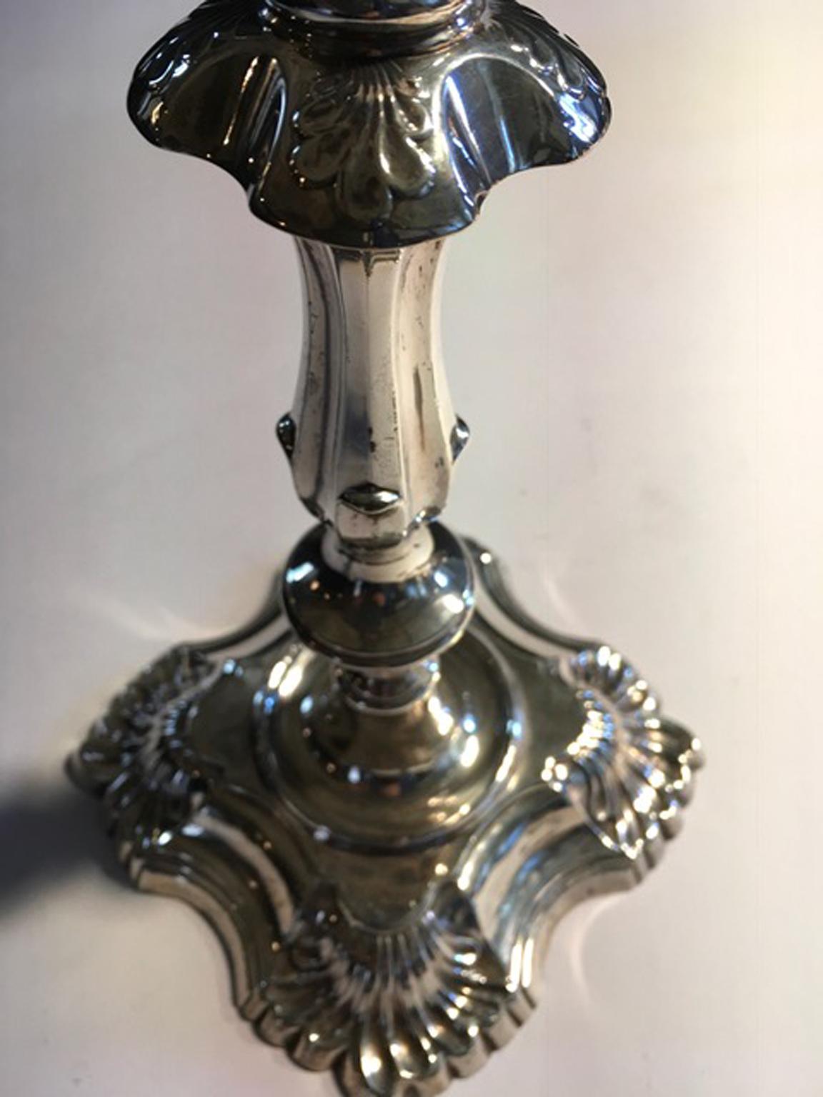 England Early 20th Century Set Four Victorian Silver Candleholders For Sale 9