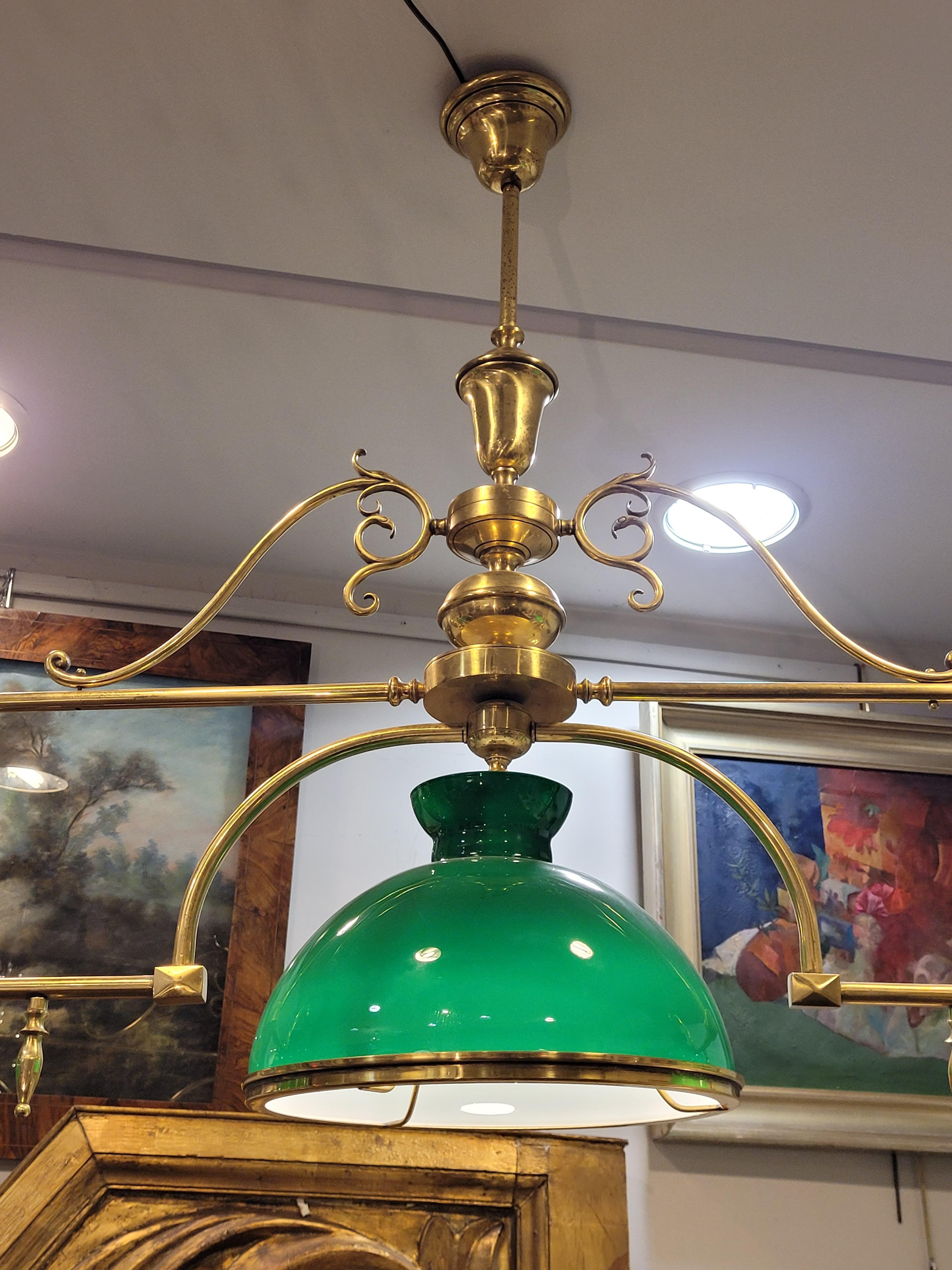 England Green Gilded bonce Billiard Lamp - Library / Pool table lamp,  20s In Good Condition In Valladolid, ES