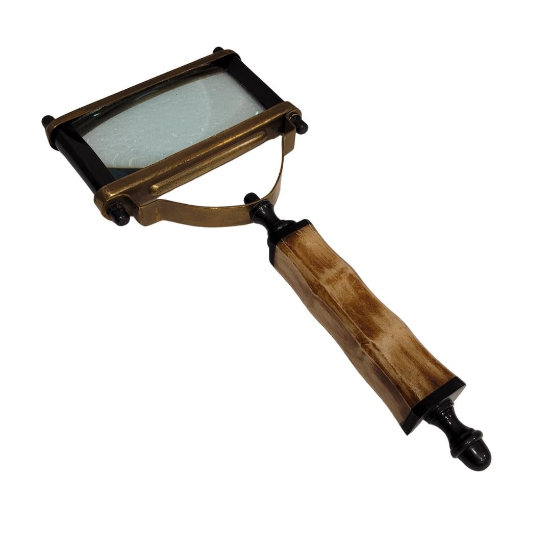 Arts and Crafts England Hand magnifying glass / Magnifying lens, Antler and metal