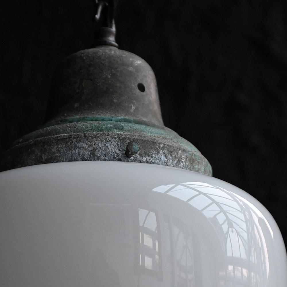 Victorian England huge opaline teardrop light with copper gallery