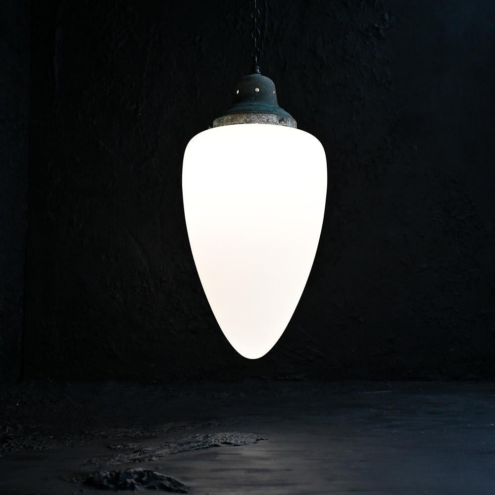 England huge opaline teardrop light with copper gallery In Good Condition In London, GB