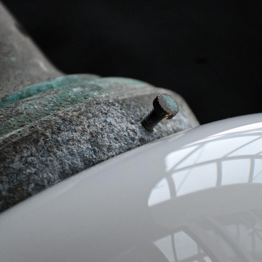 Glass England huge opaline teardrop light with copper gallery