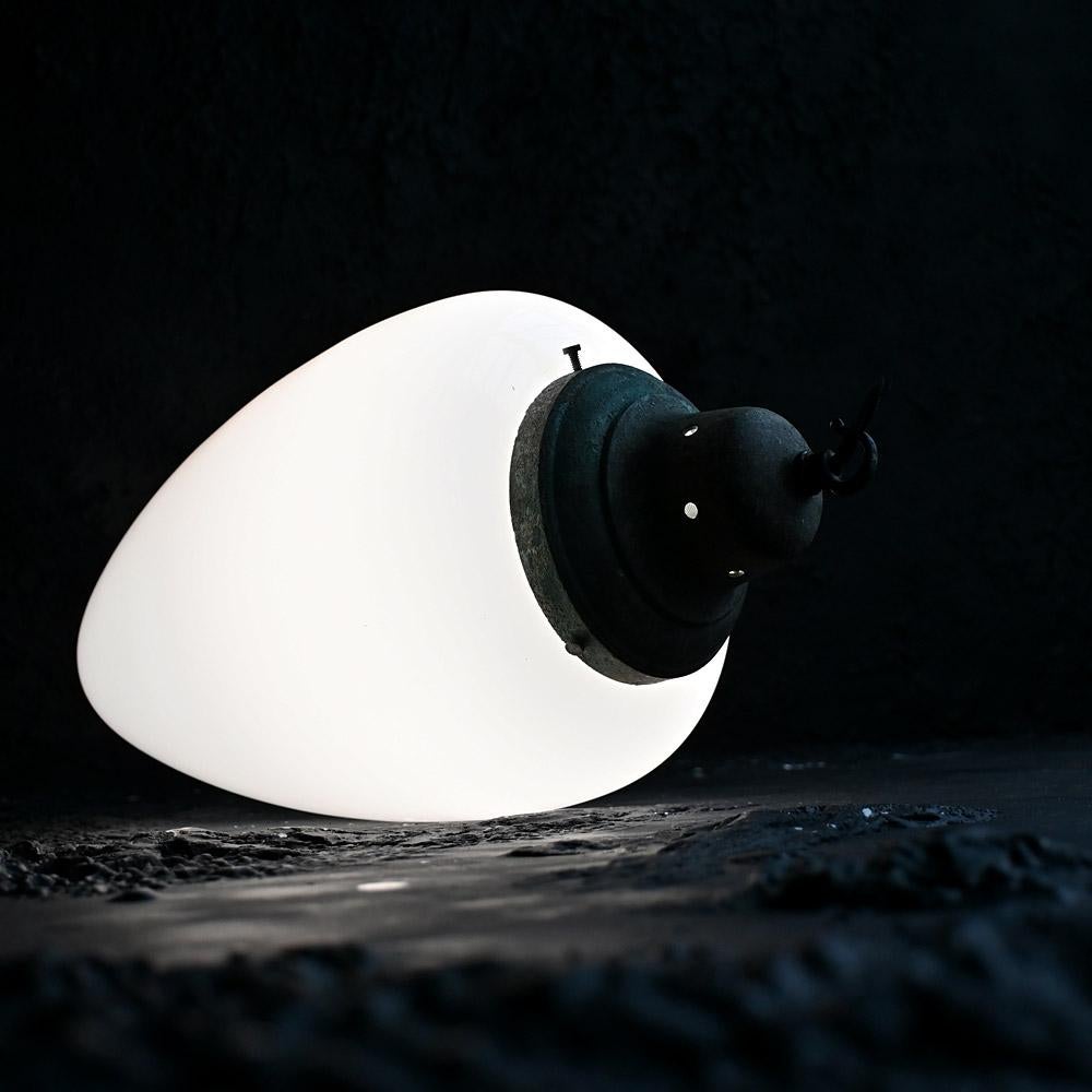 England huge opaline teardrop light with copper gallery 1