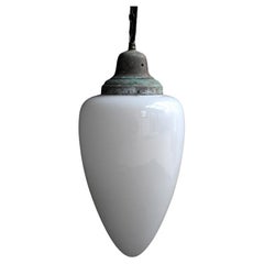 England huge opaline teardrop light with copper gallery