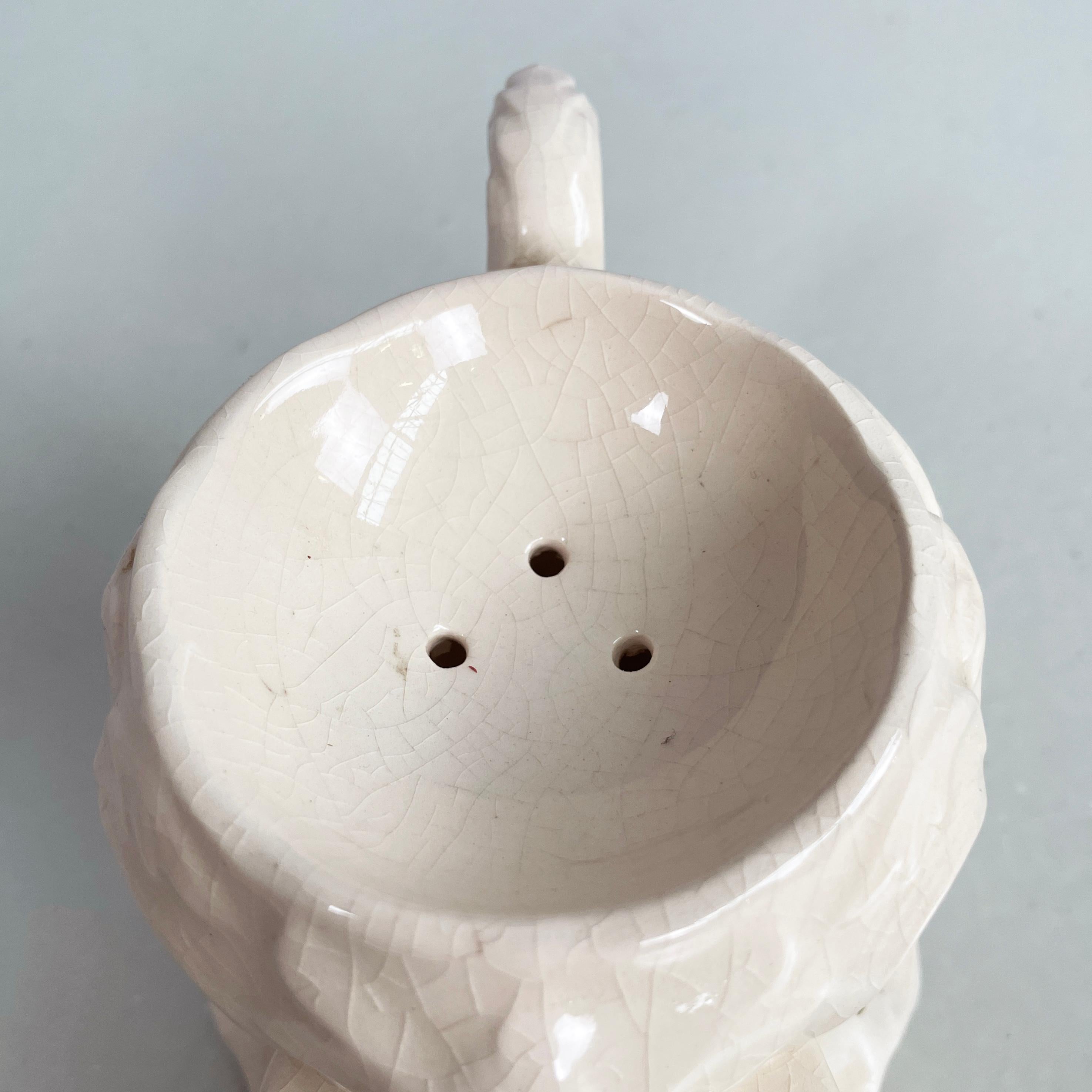 England Barber-Truhe aus weißer Keramik aus der Mitte des Jahrhunderts von Staffordshire, 1900er Jahre im Zustand „Gut“ im Angebot in MIlano, IT