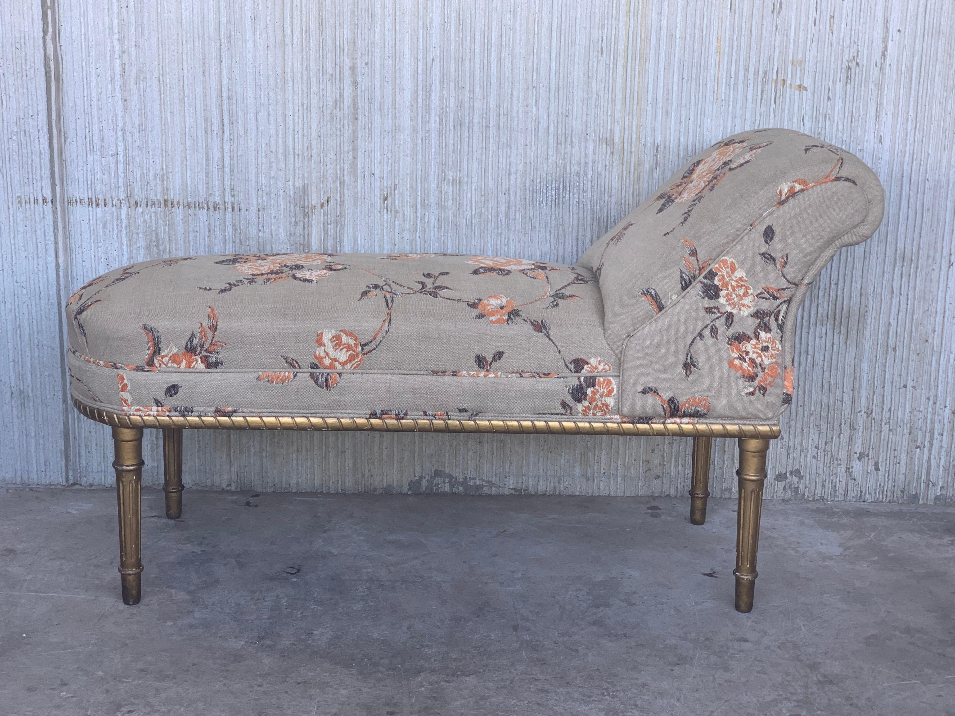 English England Regency Gilted & Upholstered Recamier or Chaise Longue, circa 1820