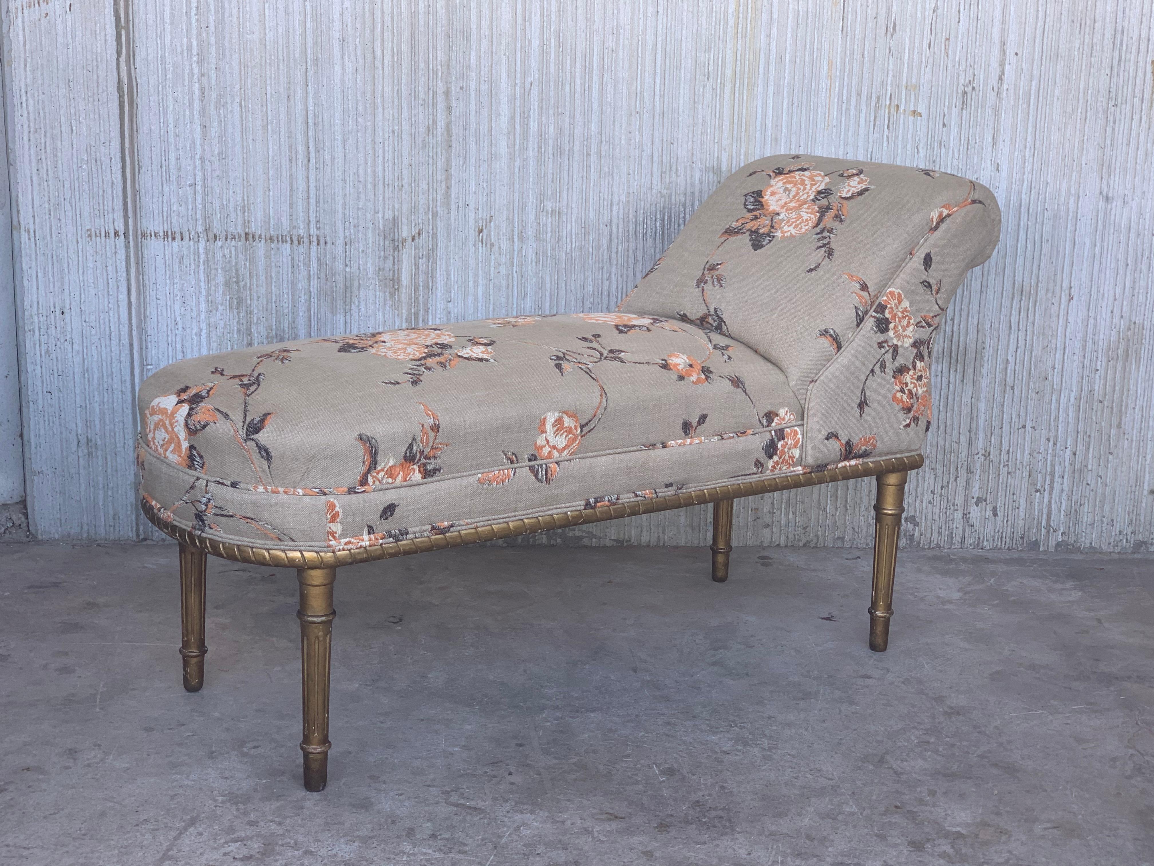 England Regency Gilted & Upholstered Recamier or Chaise Longue, circa 1820 In Good Condition In Miami, FL