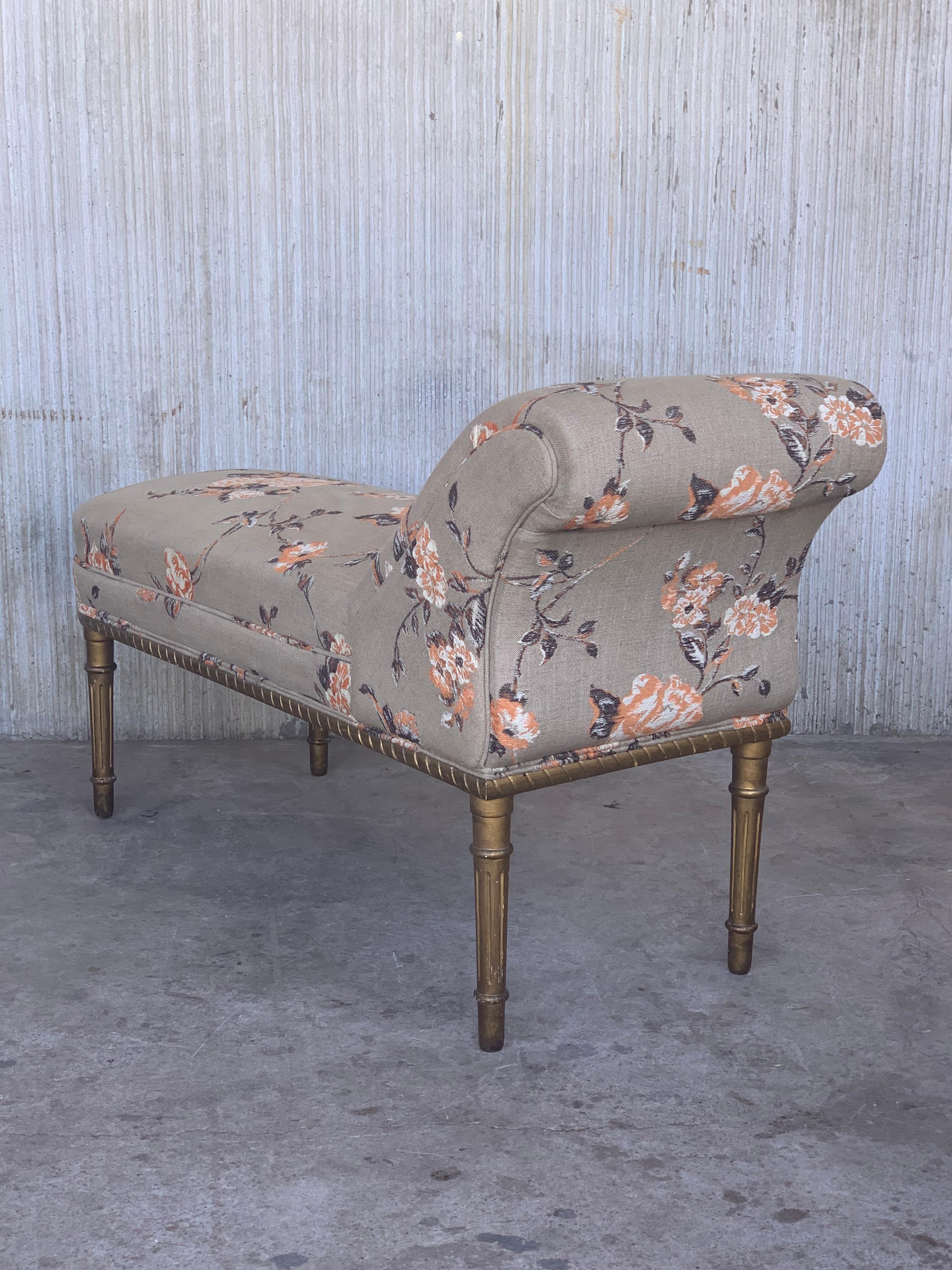 England Regency Gilted & Upholstered Recamier or Chaise Longue, circa 1820 1