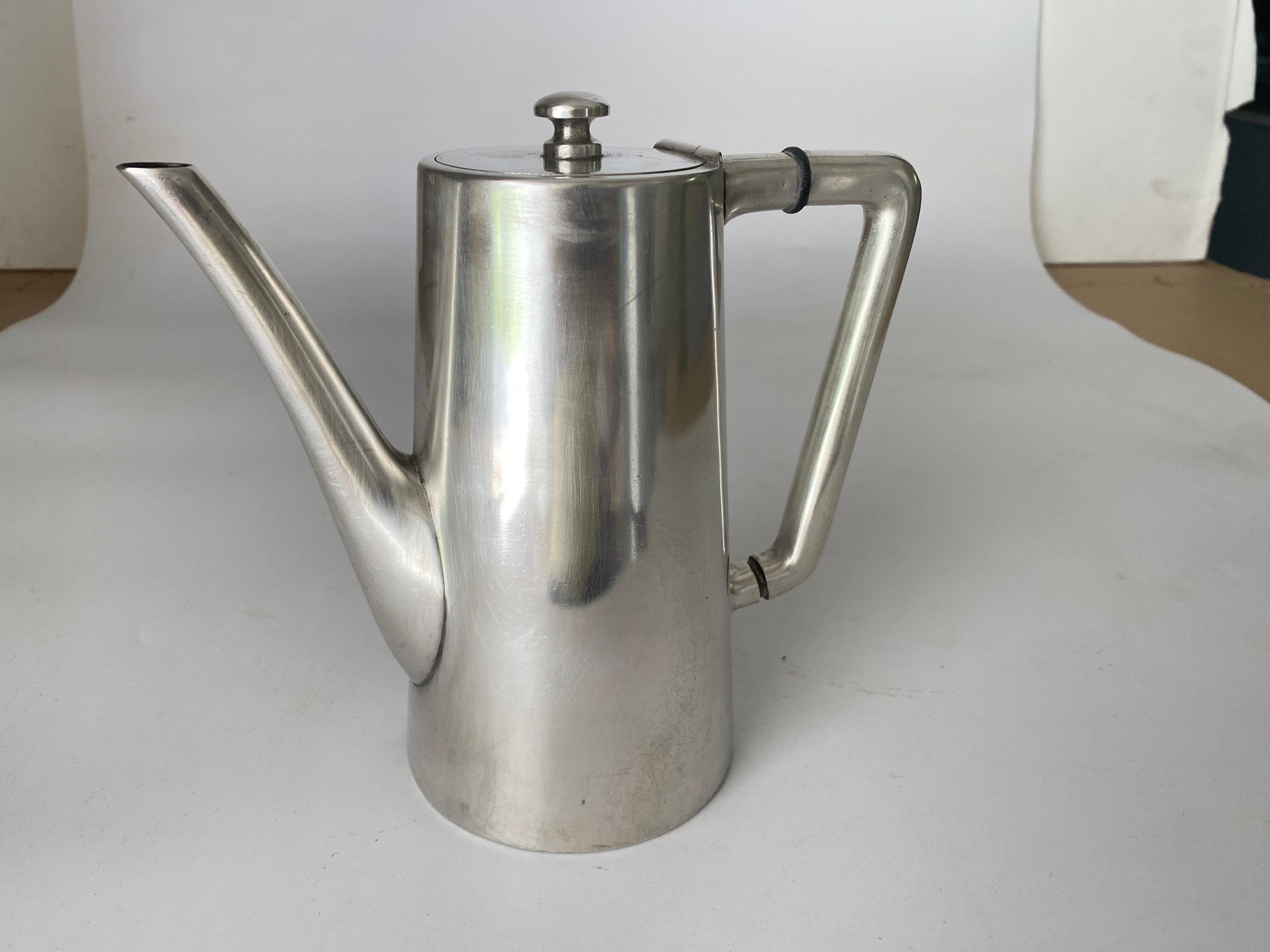 England Silvered Metal Coffee Pot Silver Color 20th Century Signed For Sale 6