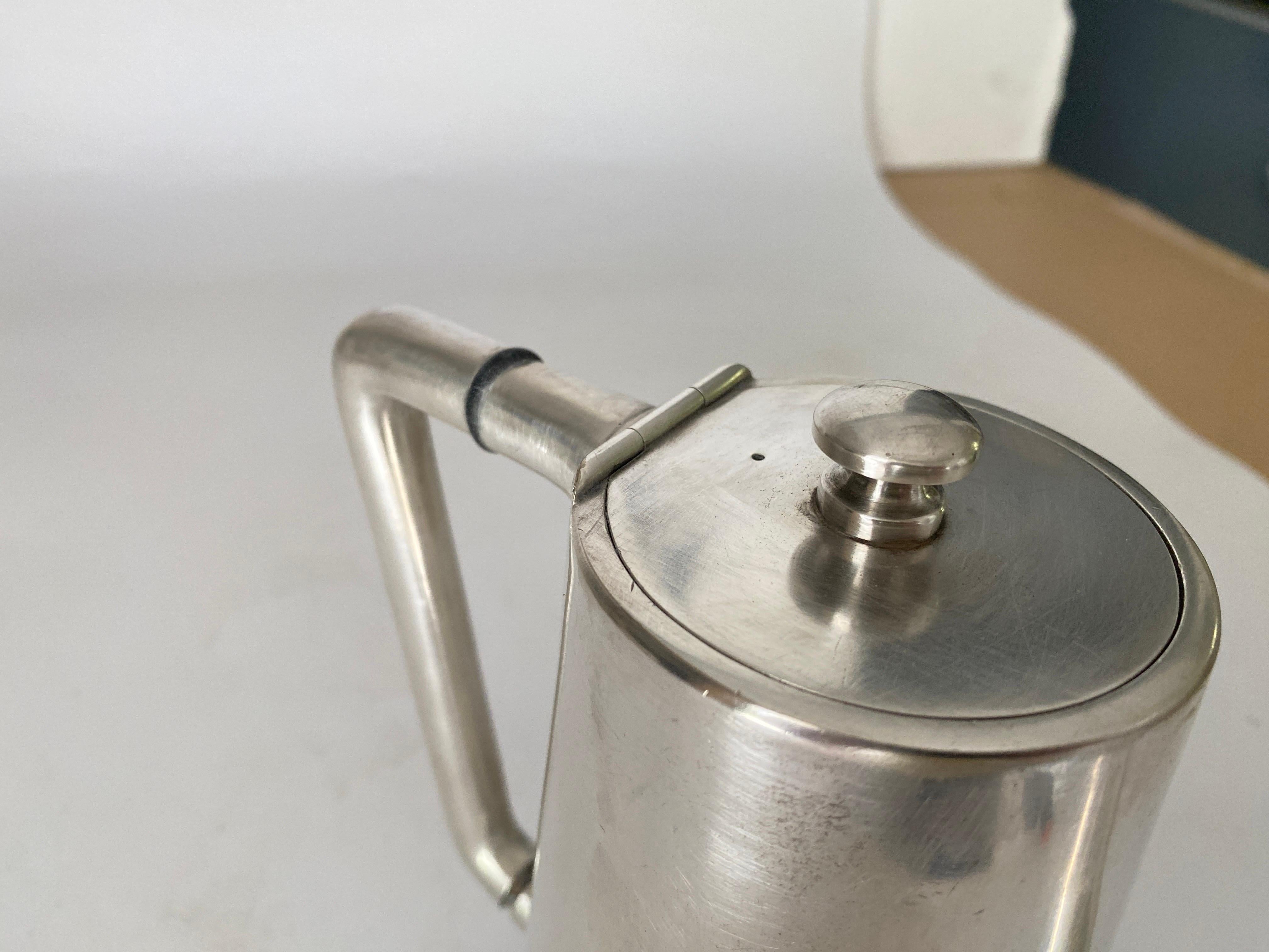 English England Silvered Metal Coffee Pot Silver Color 20th Century Signed For Sale