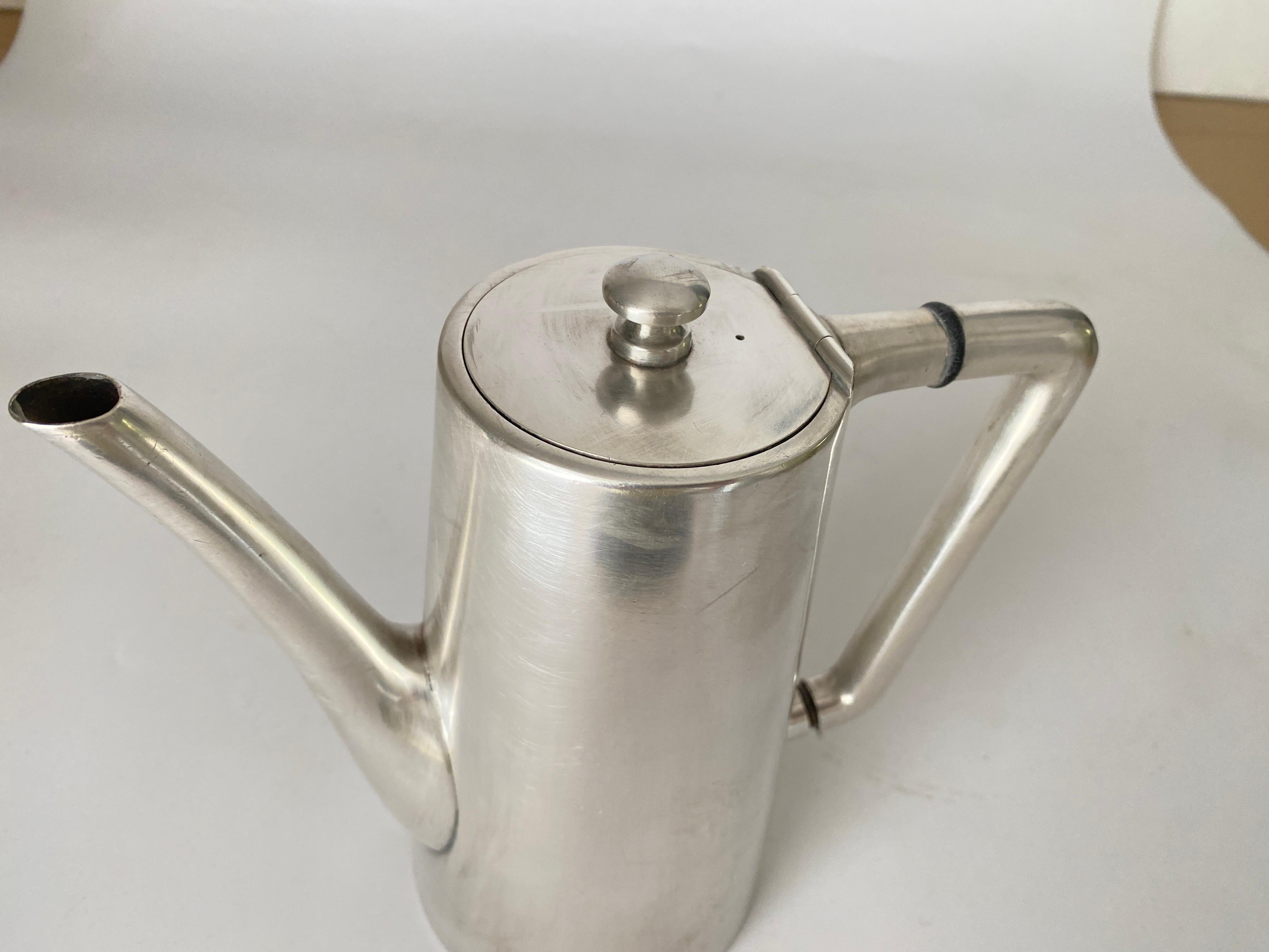 England Silvered Metal Coffee Pot Silver Color 20th Century Signed For Sale 2