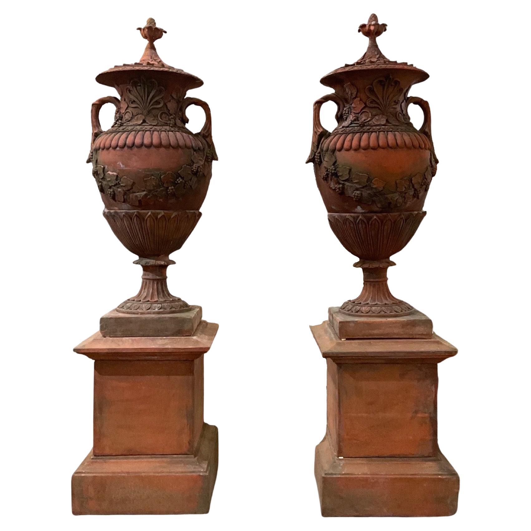 Blue Terracotta Urn For Sale at 1stDibs