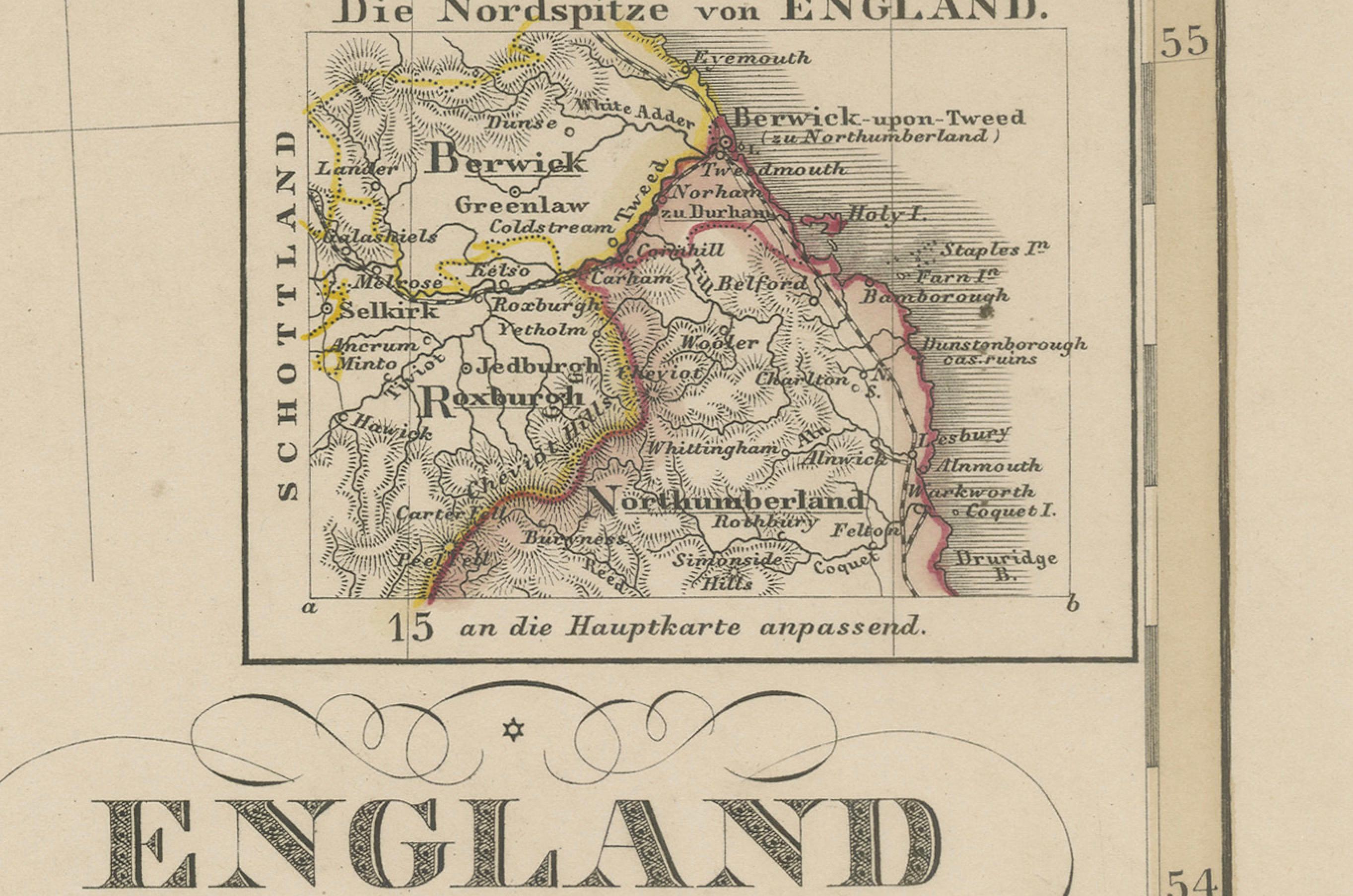 Inglaterra y Gales en 1857 - Mapa antiguo decorativo con rutas ferroviarias Papel en venta