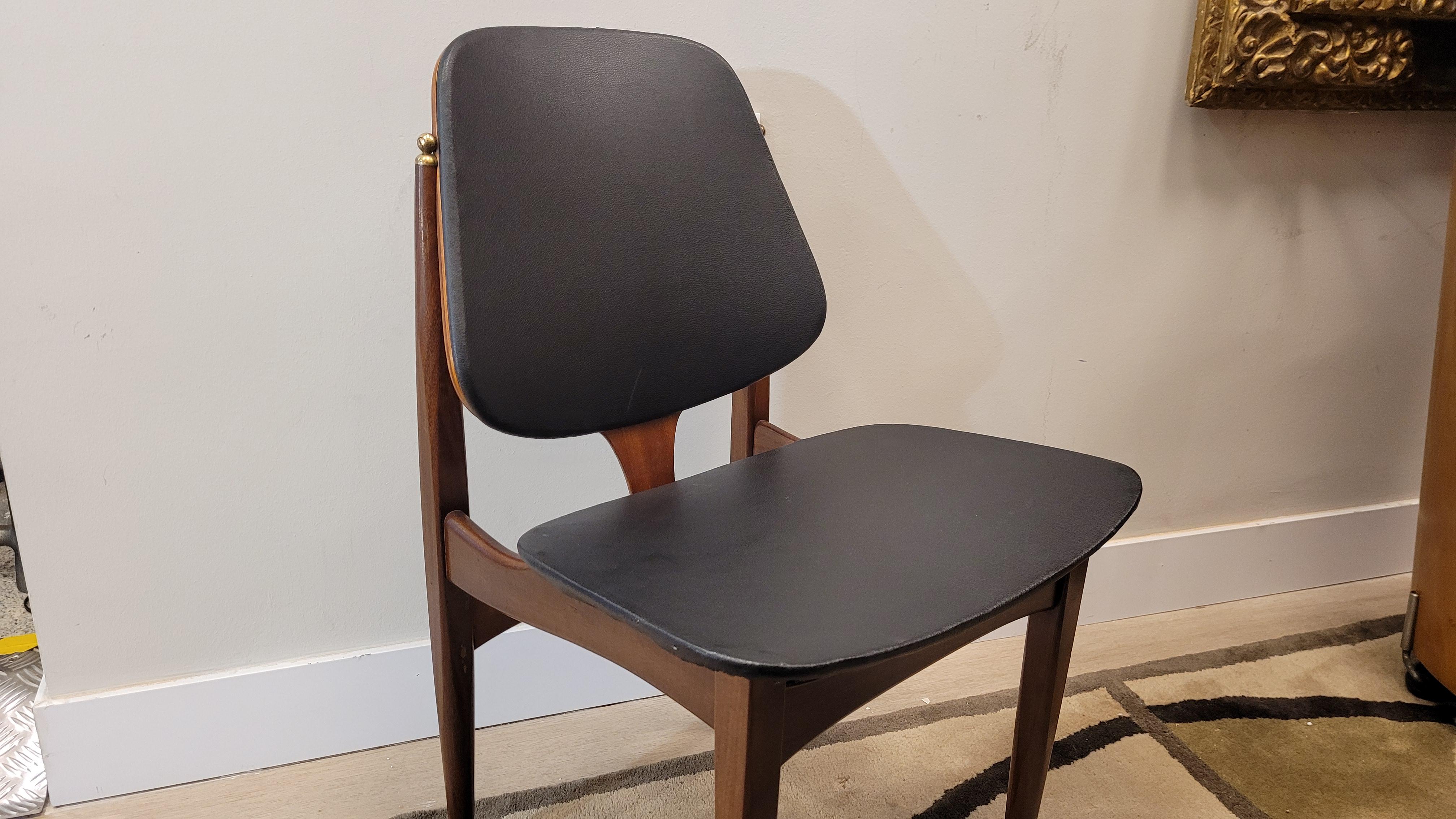 England wood black leather pair  Elliotts of Newbury Chairs  For Sale 7